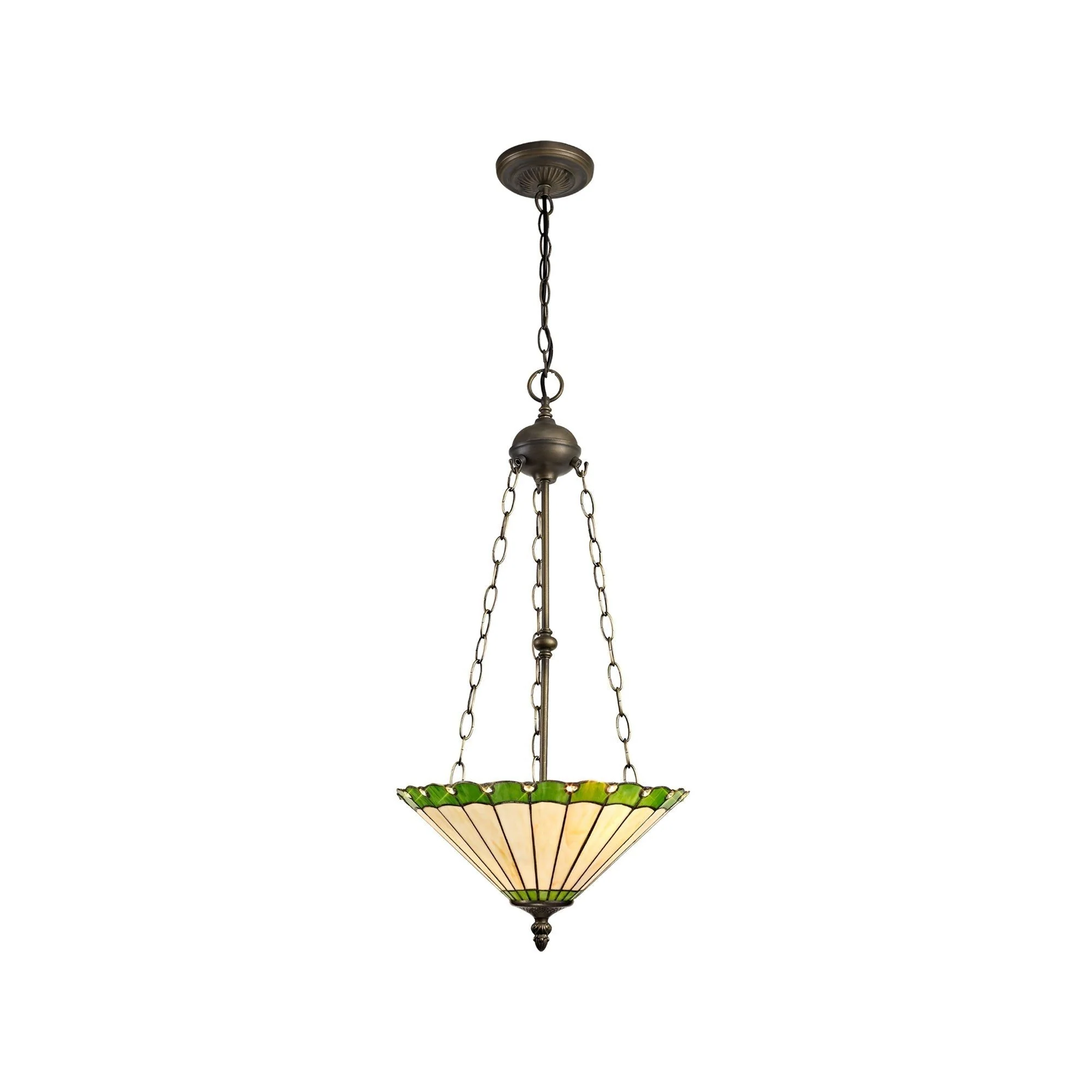 Umbria 2 Light Uplighter Pendant E27 With 30/40cm Tiffany Shade Antique Brass - Image 11