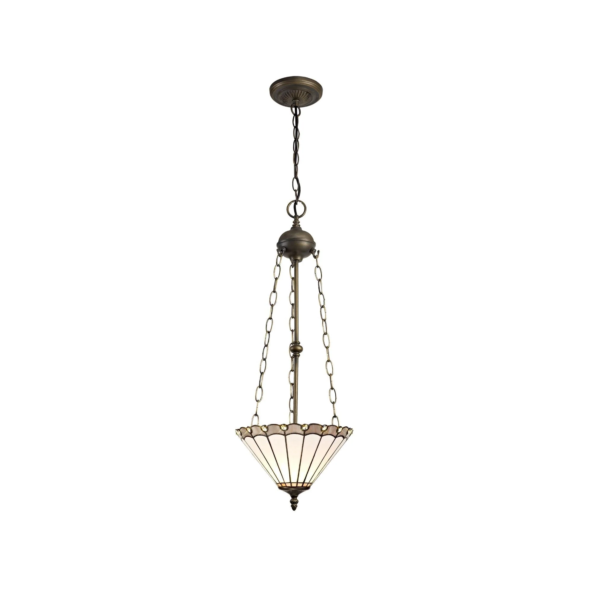 Umbria 2 Light Uplighter Pendant E27 With 30/40cm Tiffany Shade Antique Brass - Image 12