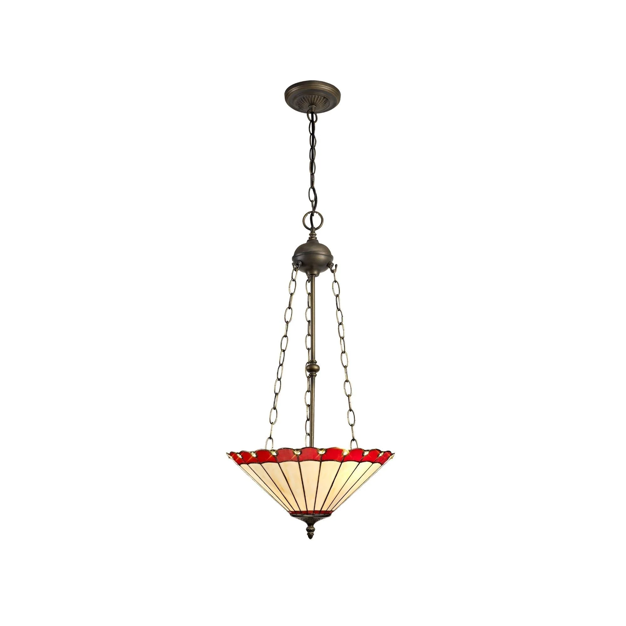 Umbria 2 Light Uplighter Pendant E27 With 30/40cm Tiffany Shade Antique Brass - Image 14