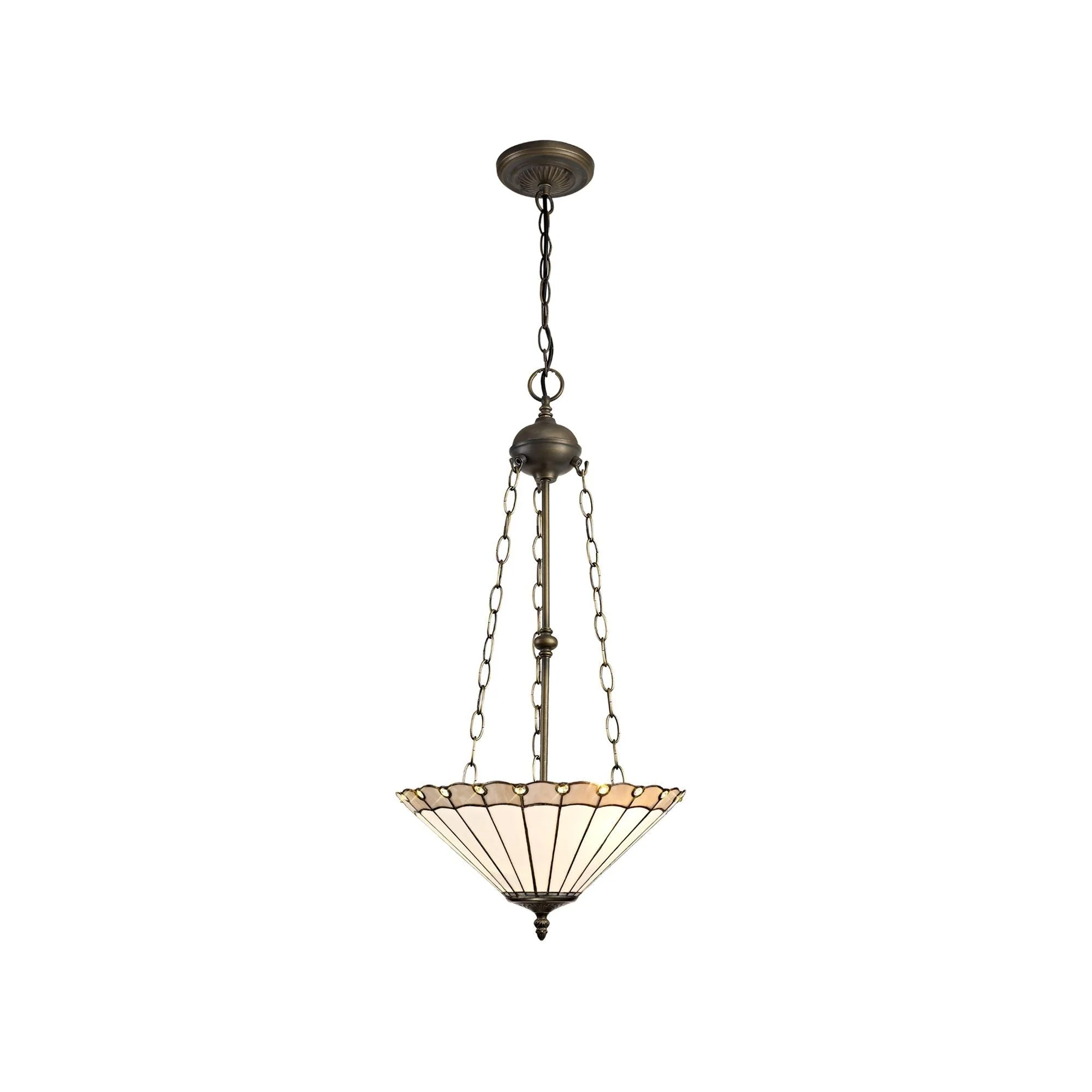 Umbria 2 Light Uplighter Pendant E27 With 30/40cm Tiffany Shade Antique Brass - Image 15