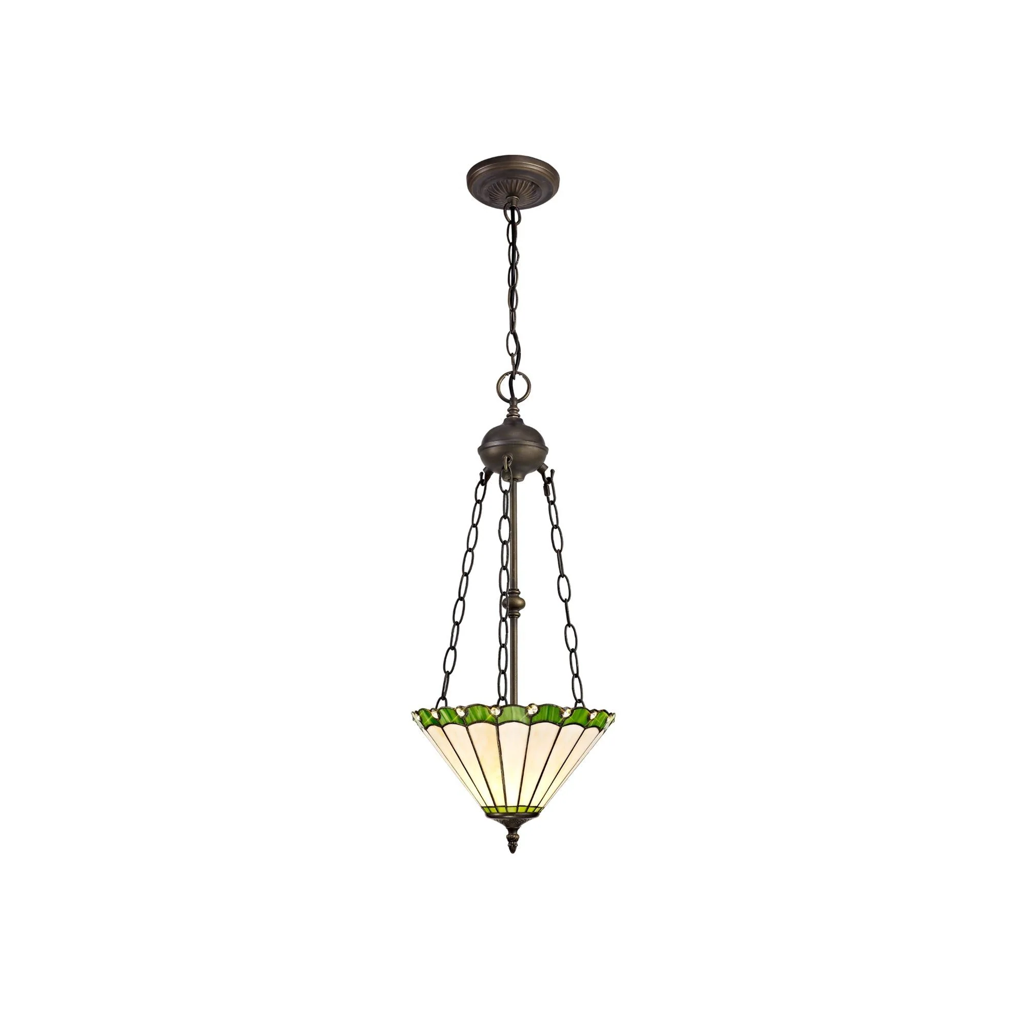 Umbria 2 Light Uplighter Pendant E27 With 30/40cm Tiffany Shade Antique Brass - Image 3
