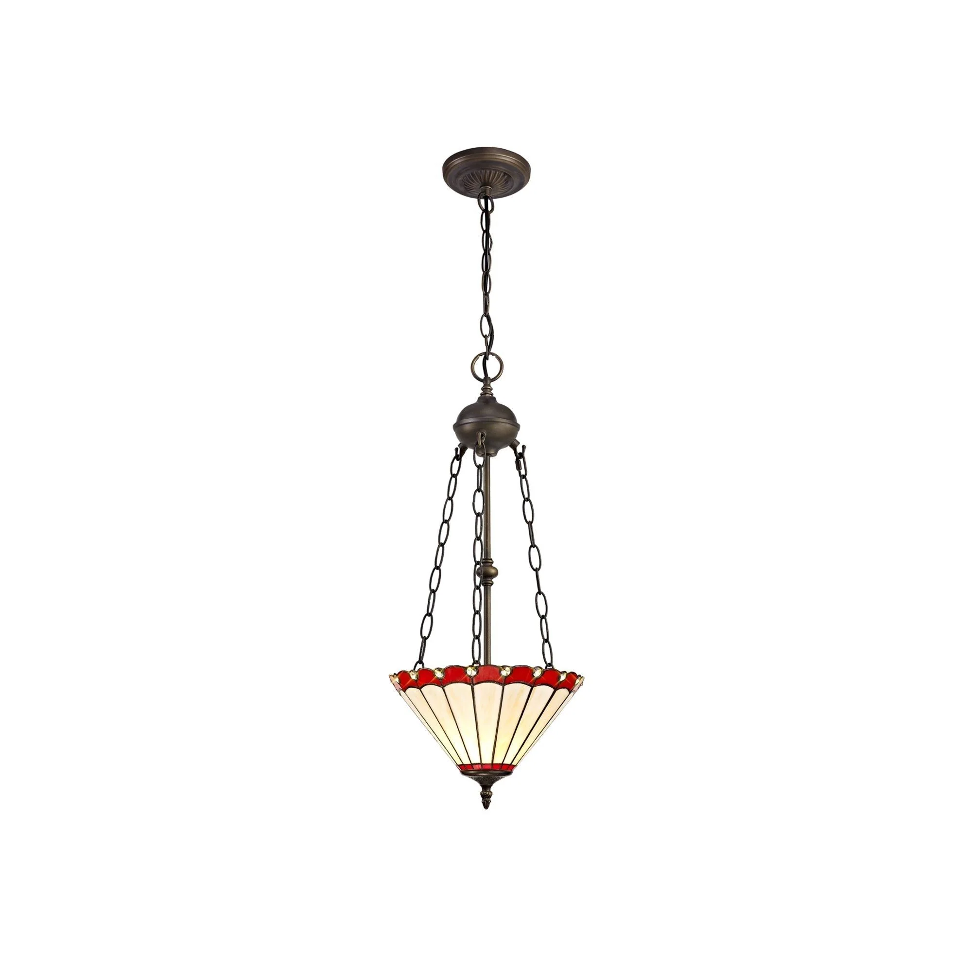 Umbria 2 Light Uplighter Pendant E27 With 30/40cm Tiffany Shade Antique Brass - Image 4