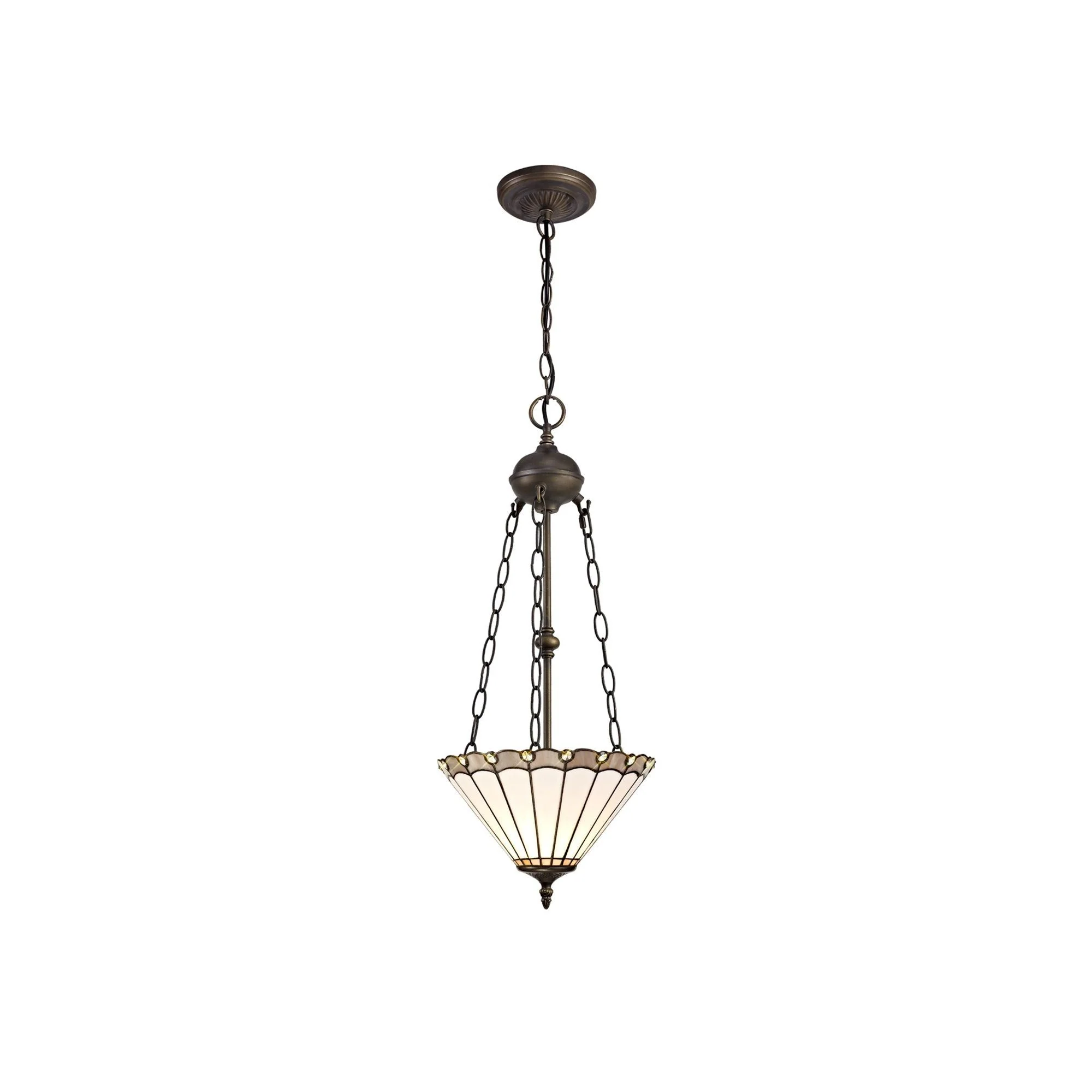 Umbria 2 Light Uplighter Pendant E27 With 30/40cm Tiffany Shade Antique Brass - Image 5