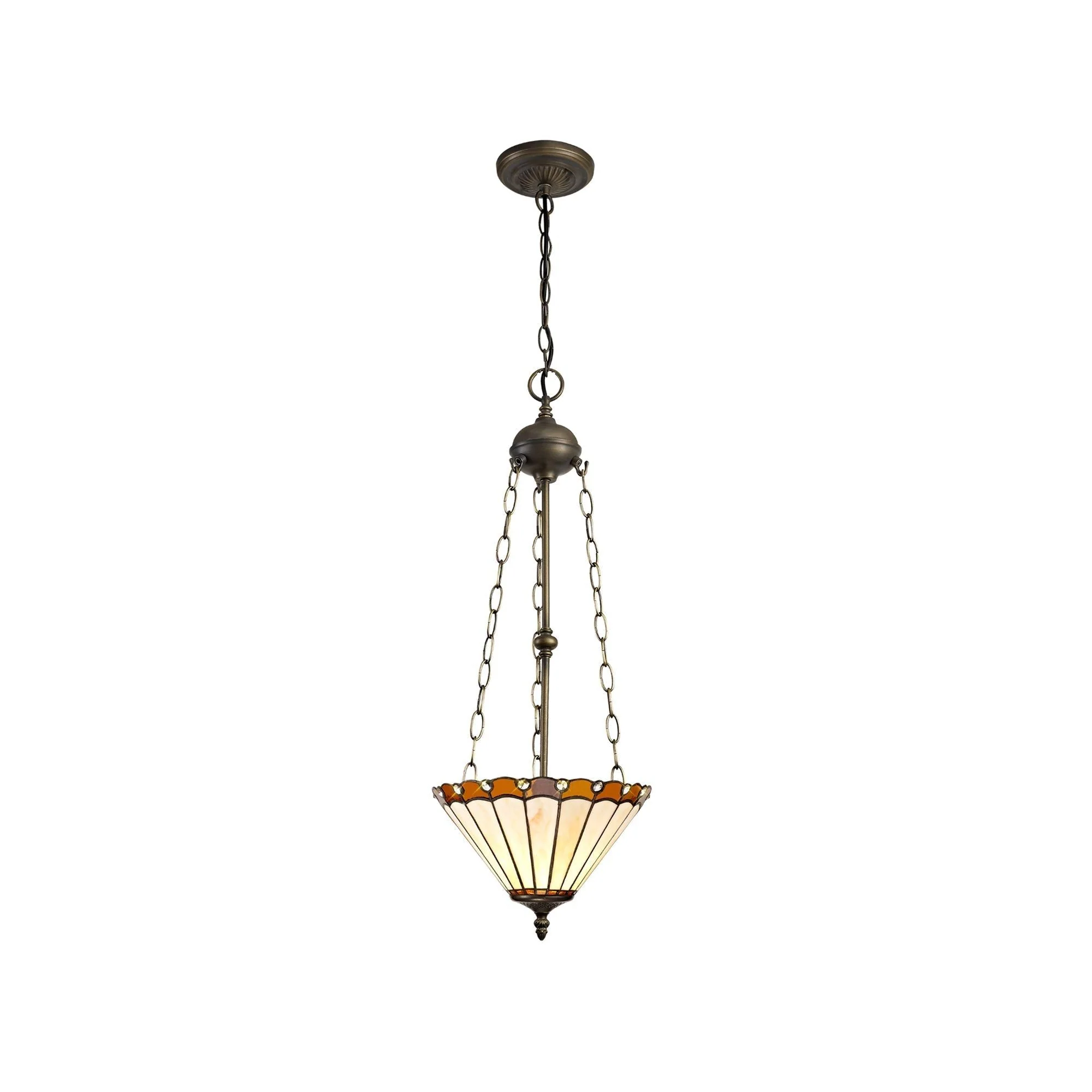 Umbria 2 Light Uplighter Pendant E27 With 30/40cm Tiffany Shade Antique Brass - Image 6