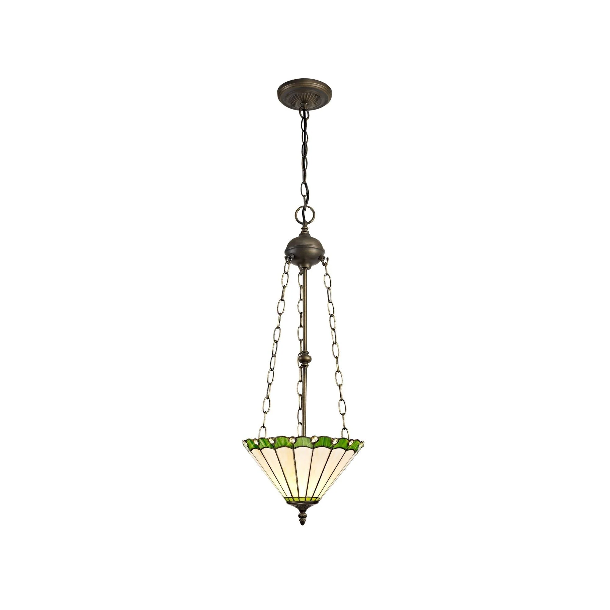 Umbria 2 Light Uplighter Pendant E27 With 30/40cm Tiffany Shade Antique Brass - Image 8