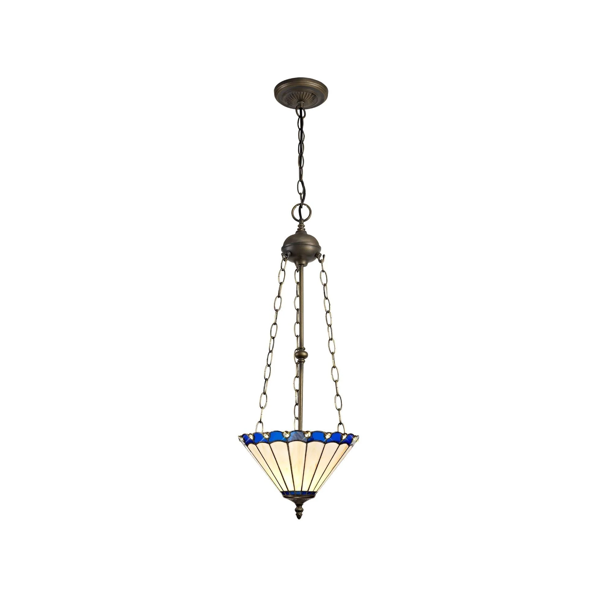 Umbria 2 Light Uplighter Pendant E27 With 30/40cm Tiffany Shade Antique Brass - Image 9