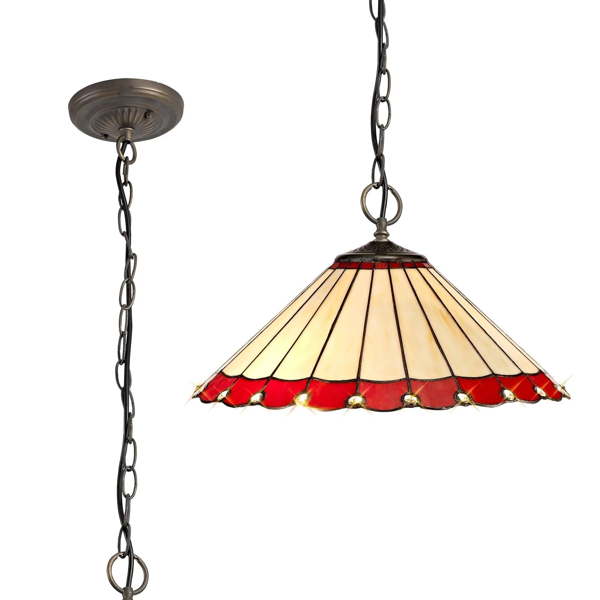 Umbria 3 Light Downlighter Pendant E27 With 30/40cm Tiffany Shade - Image 10