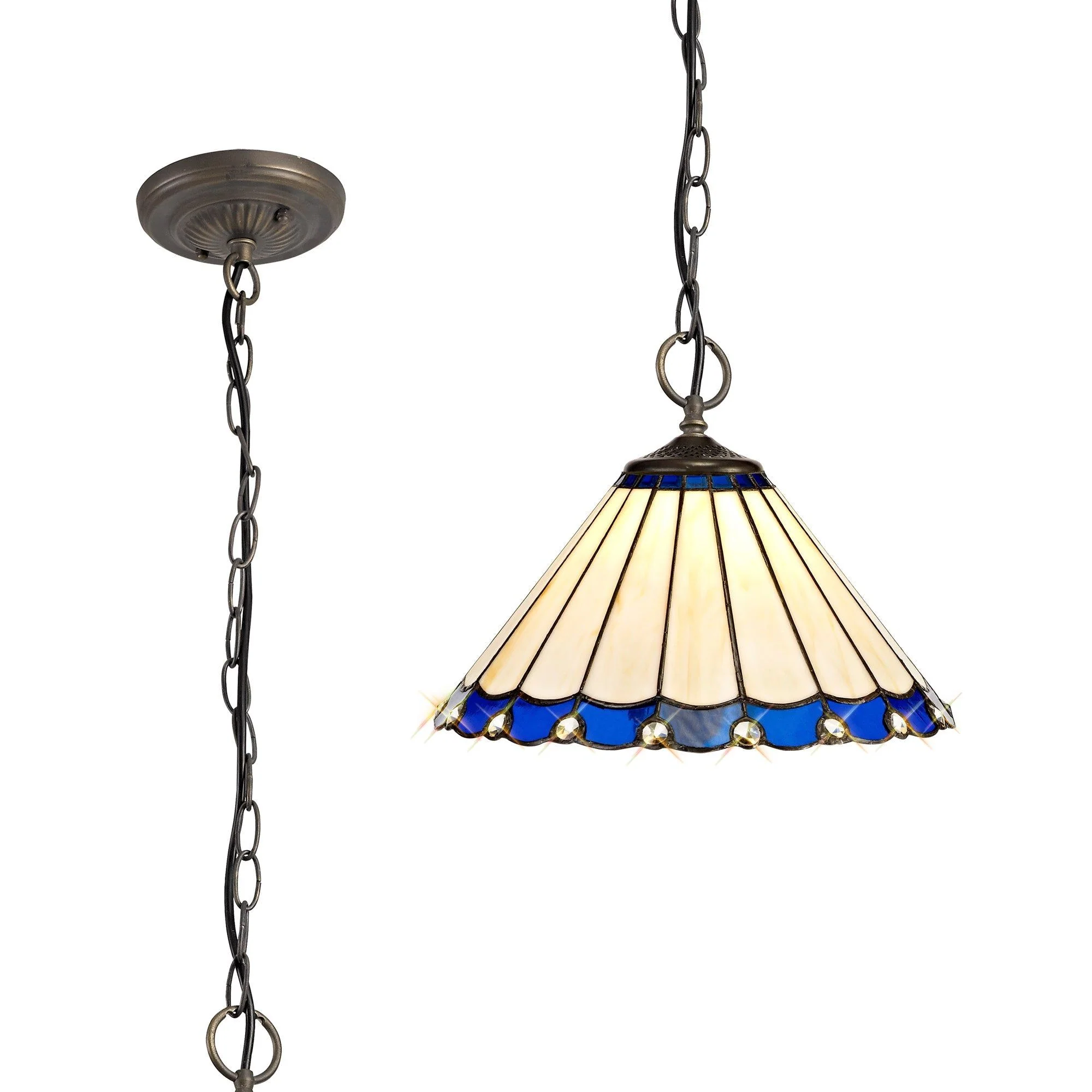 Umbria 3 Light Downlighter Pendant E27 With 30/40cm Tiffany Shade - Image 2