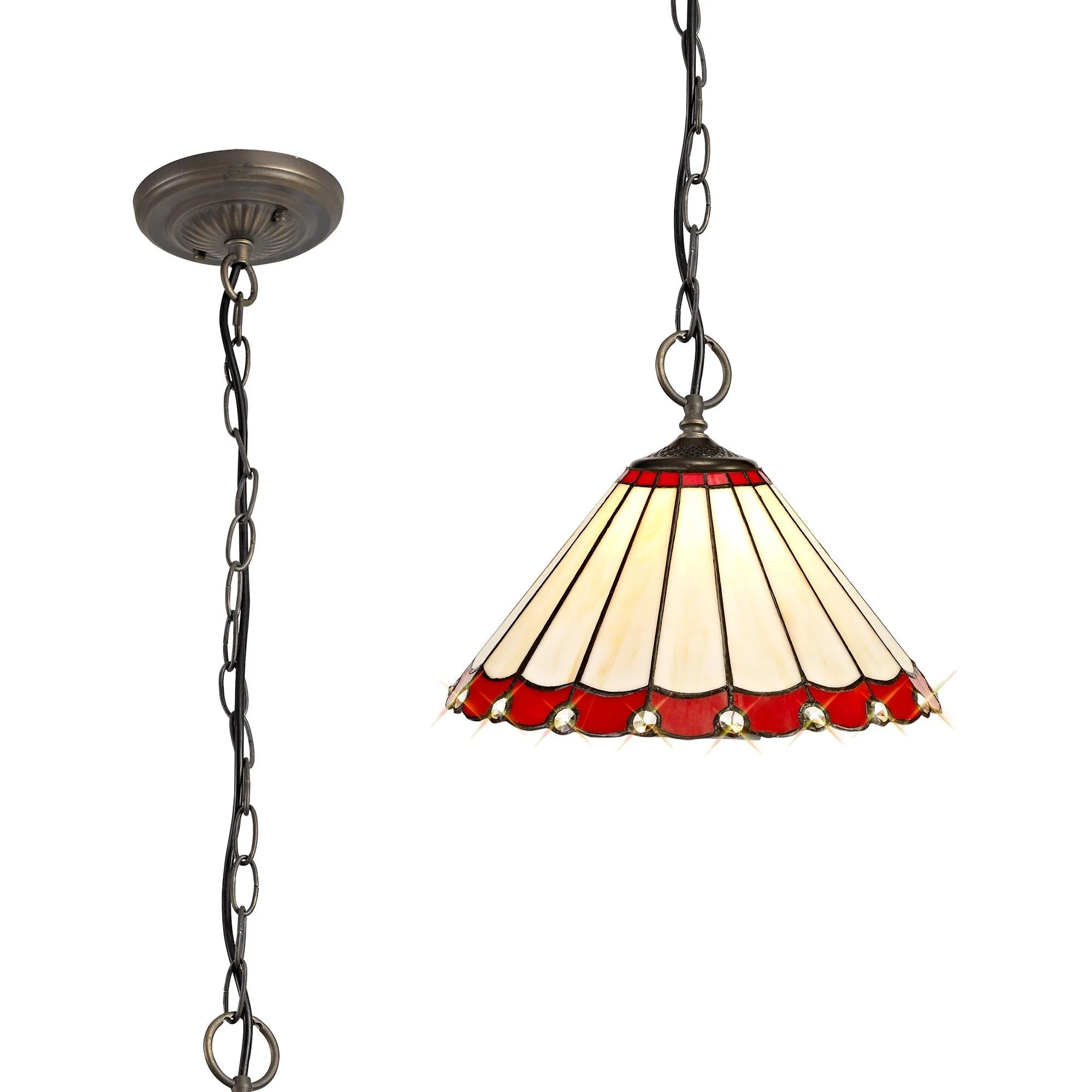 Umbria 3 Light Downlighter Pendant E27 With 30/40cm Tiffany Shade - Image 5