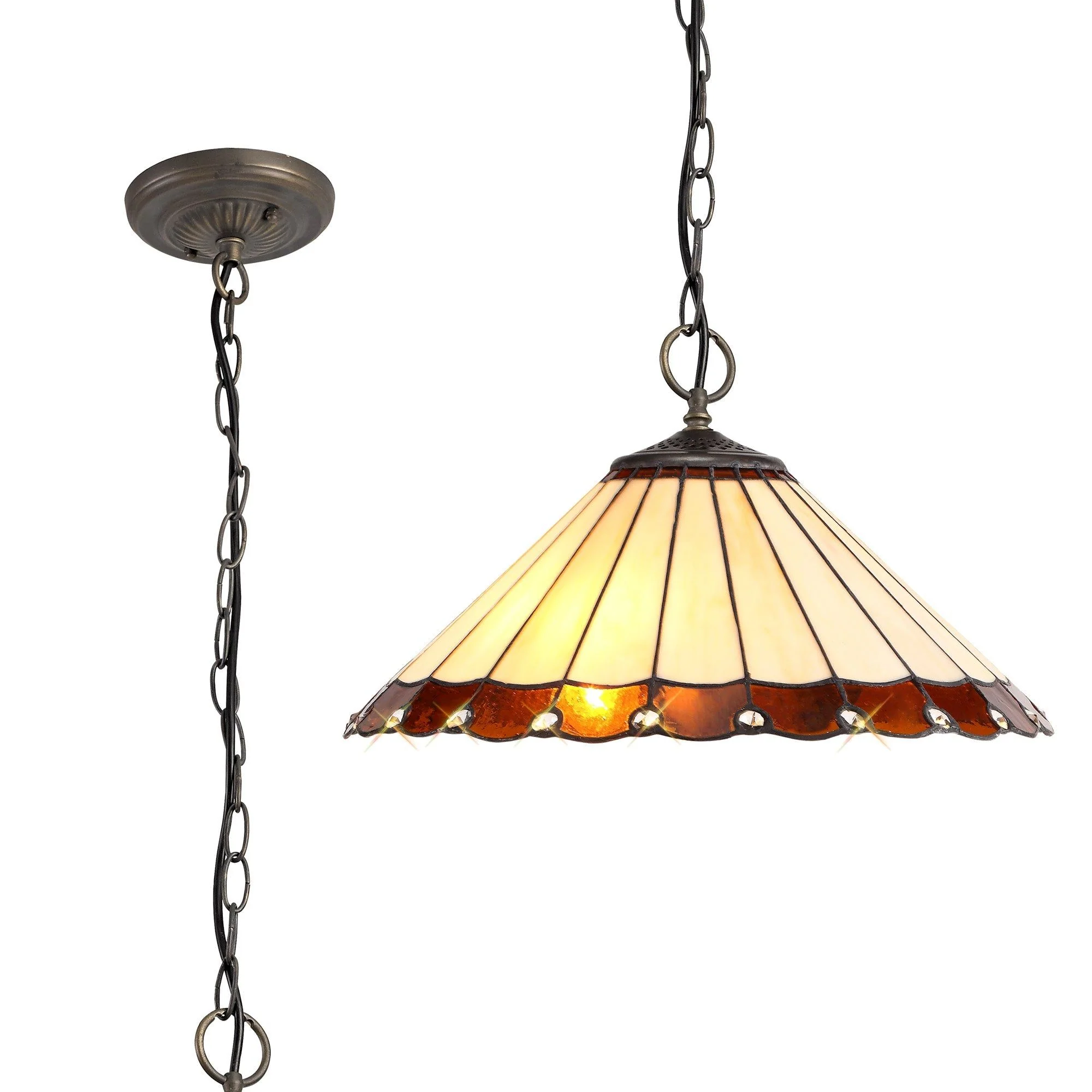 Umbria 3 Light Downlighter Pendant E27 With 30/40cm Tiffany Shade - Image 6