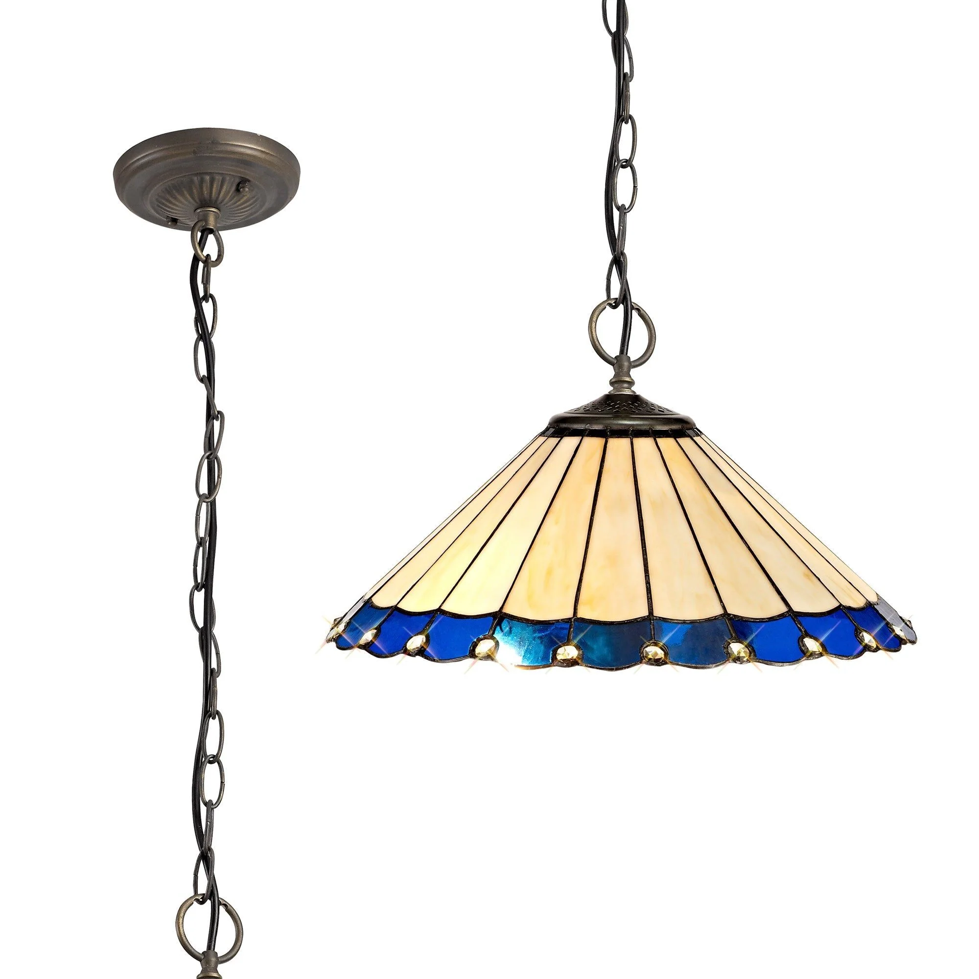 Umbria 3 Light Downlighter Pendant E27 With 30/40cm Tiffany Shade - Image 7