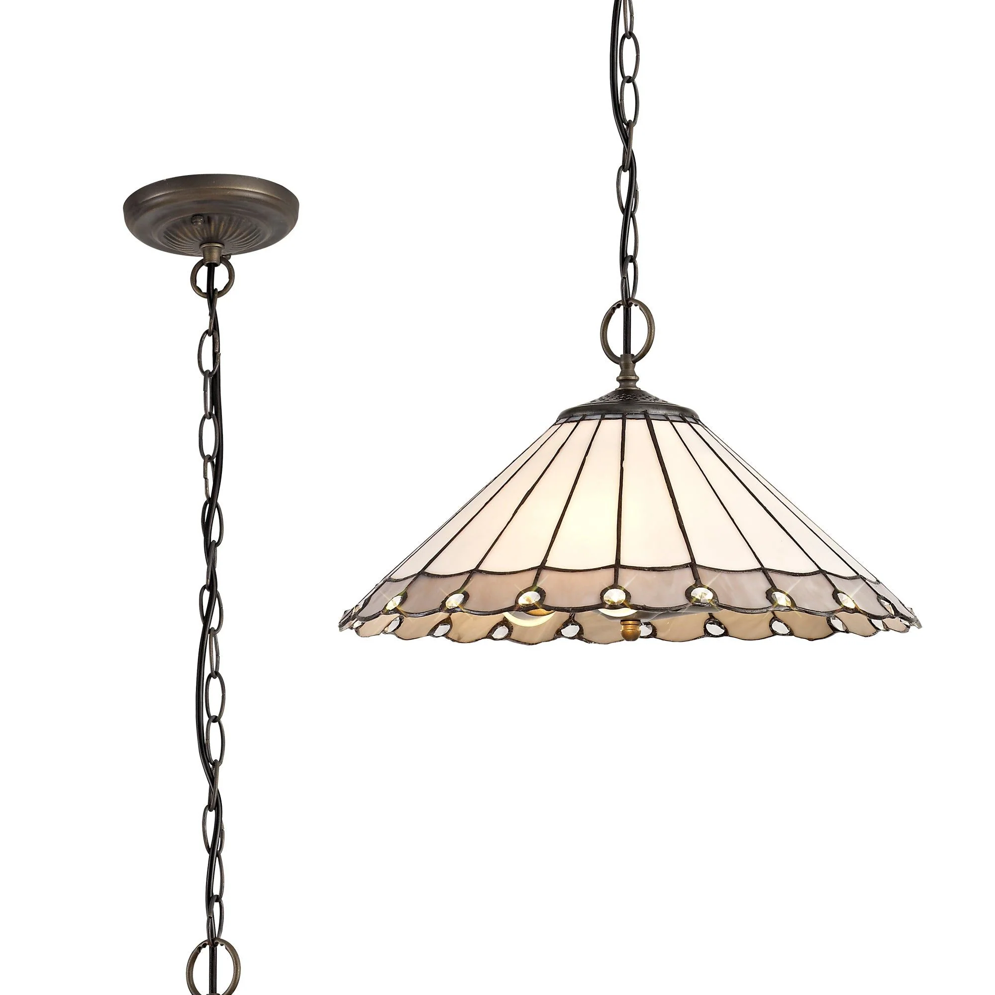 Umbria 3 Light Downlighter Pendant E27 With 30/40cm Tiffany Shade - Image 9