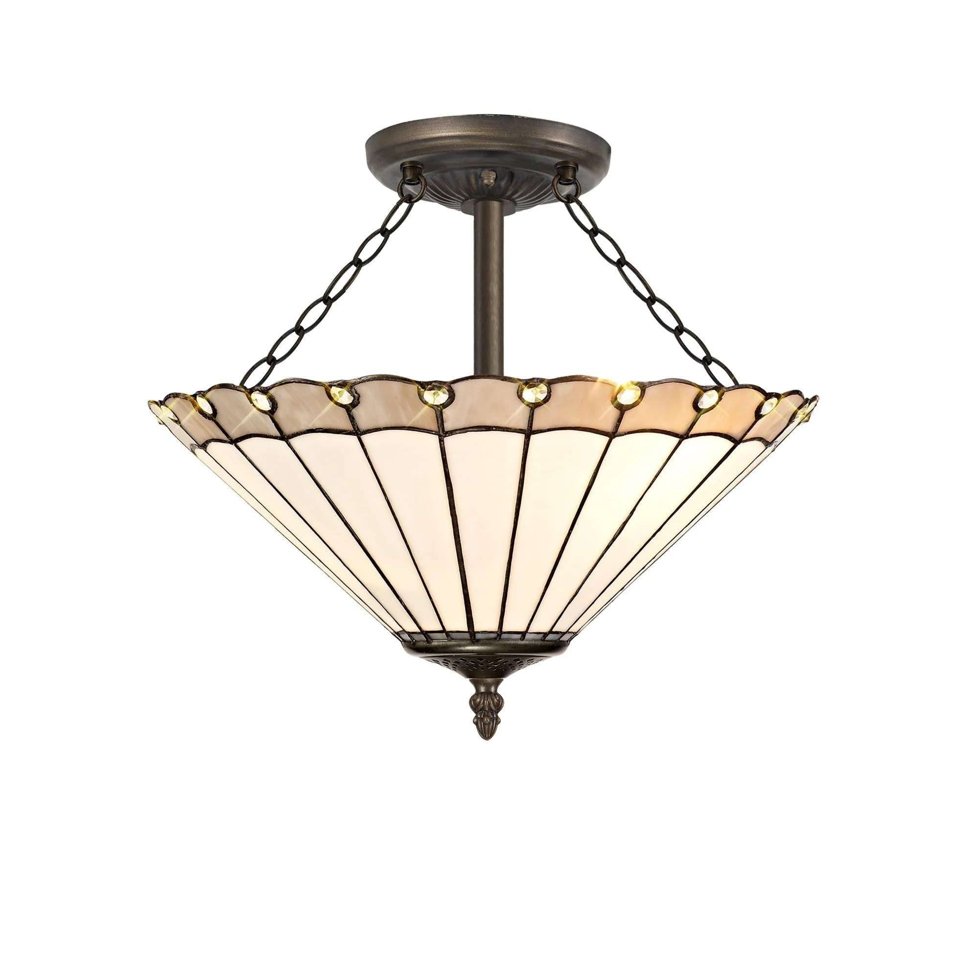 Umbria 3 Light Semi Ceiling E27 With 30cm Tiffany Shade - Image 10