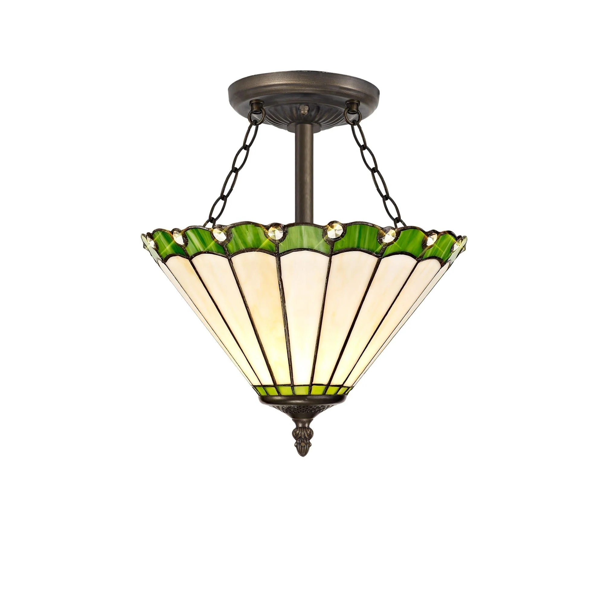Umbria 3 Light Semi Ceiling E27 With 30cm Tiffany Shade - Image 3