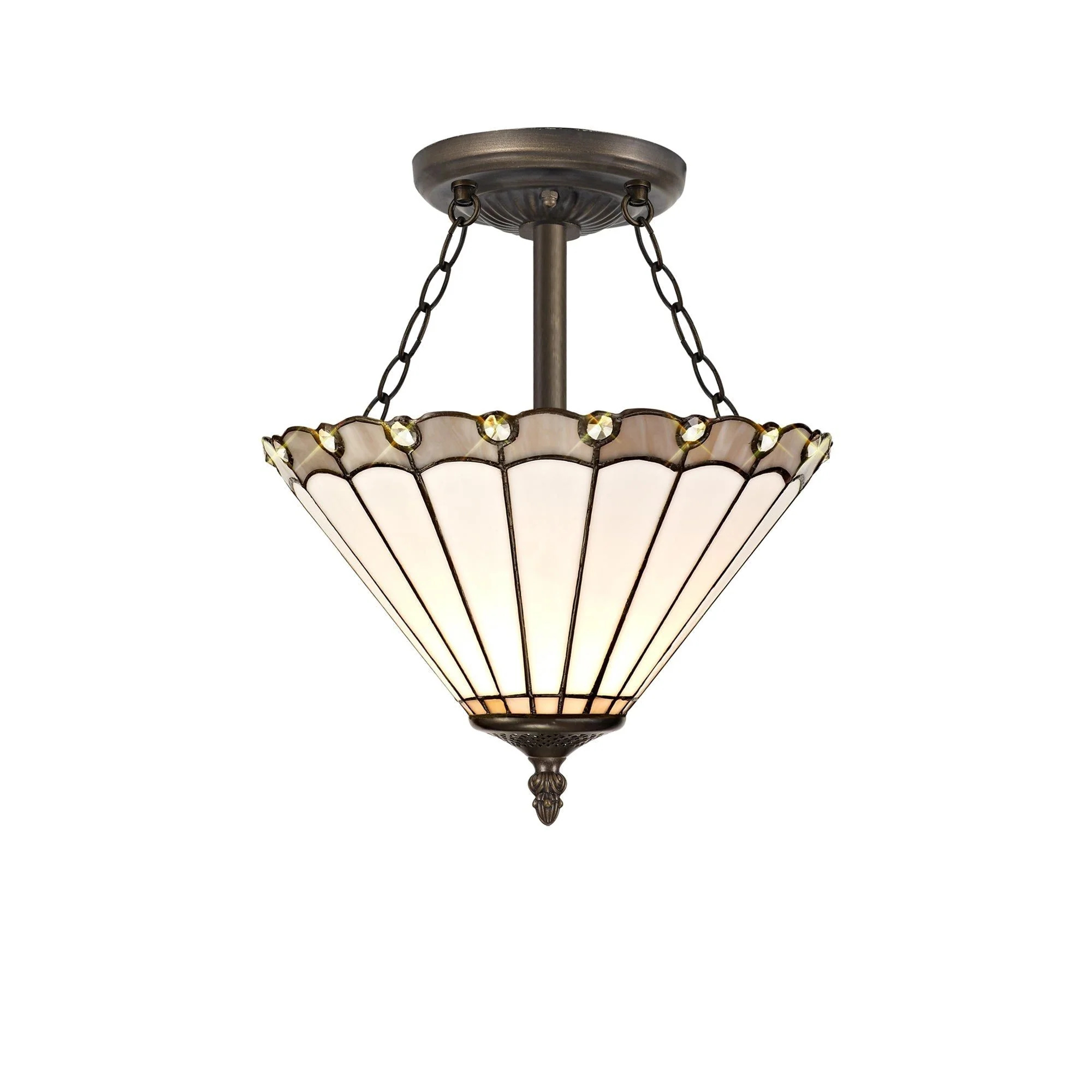 Umbria 3 Light Semi Ceiling E27 With 30cm Tiffany Shade - Image 4