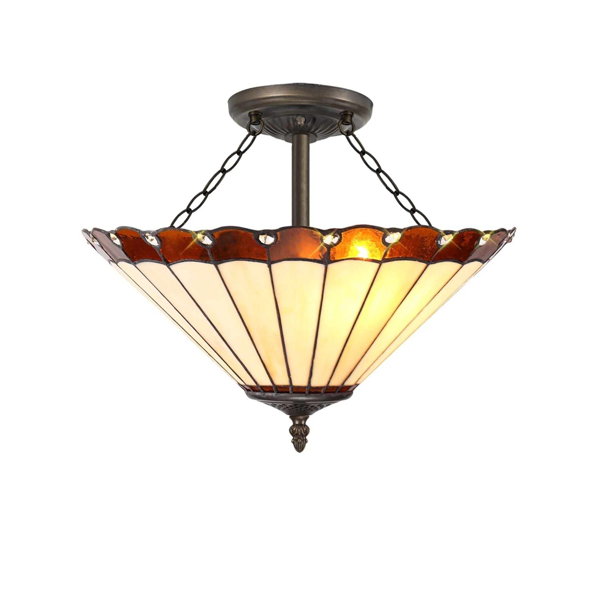Umbria 3 Light Semi Ceiling E27 With 30cm Tiffany Shade - Image 5