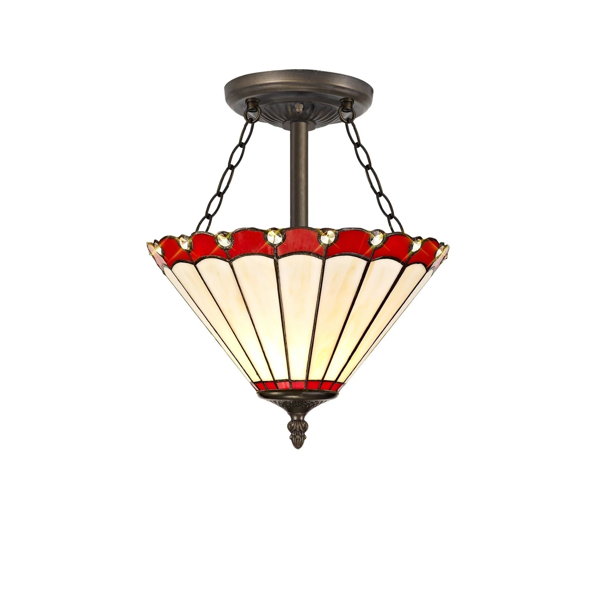 Umbria 3 Light Semi Ceiling E27 With 30cm Tiffany Shade - Image 6
