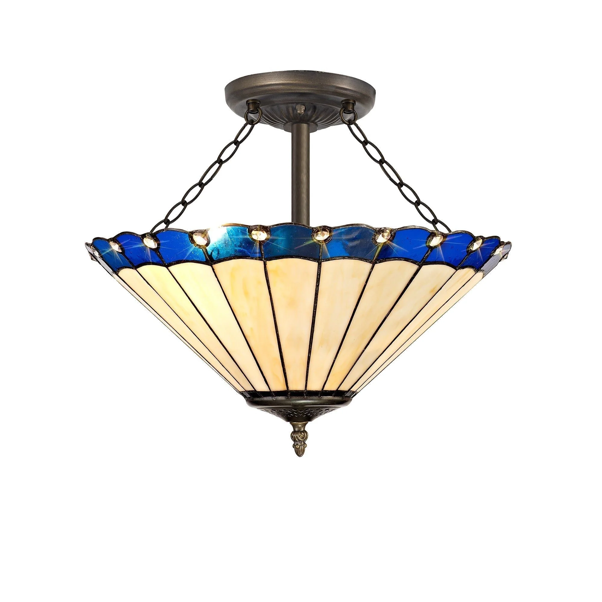 Umbria 3 Light Semi Ceiling E27 With 30cm Tiffany Shade - Image 7