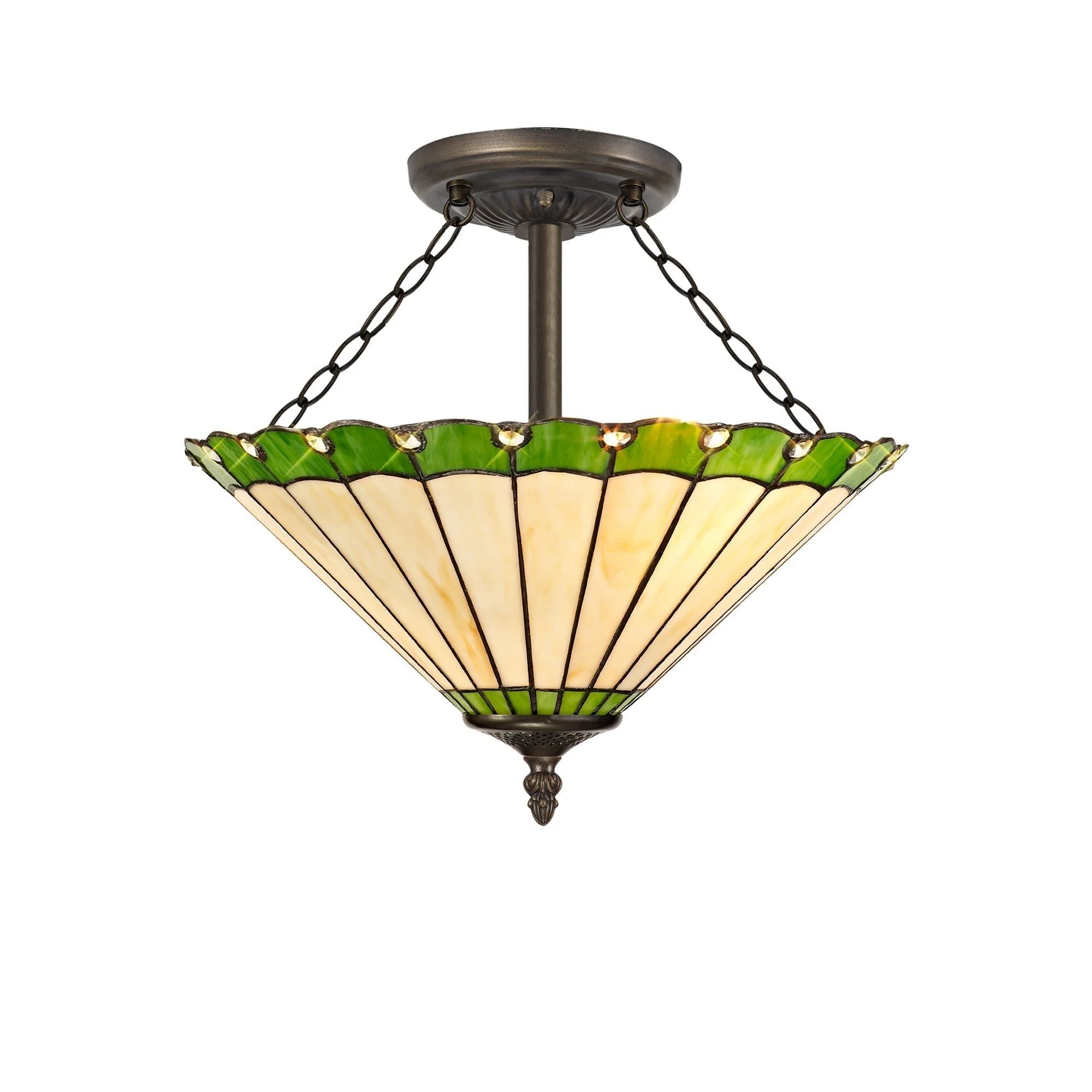 Umbria 3 Light Semi Ceiling E27 With 30cm Tiffany Shade - Image 8