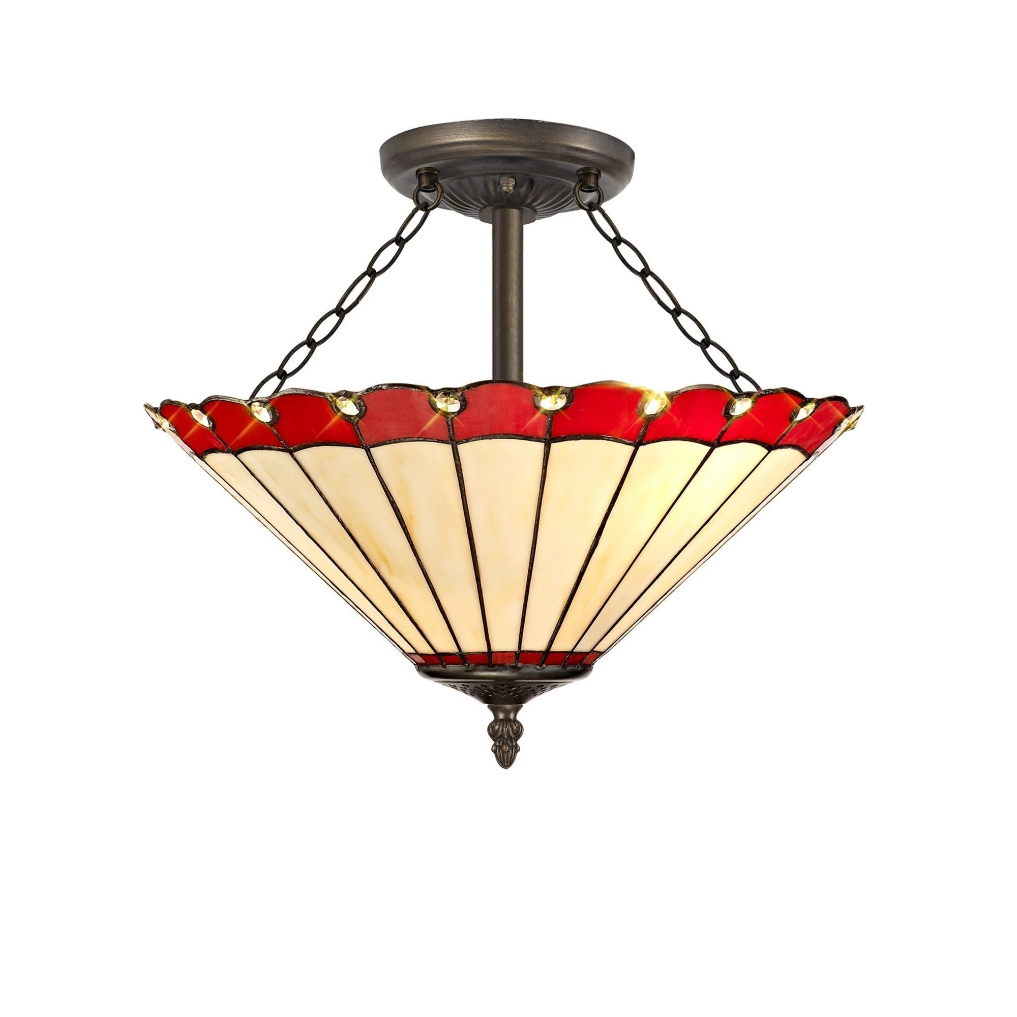Umbria 3 Light Semi Ceiling E27 With 30cm Tiffany Shade - Image 9