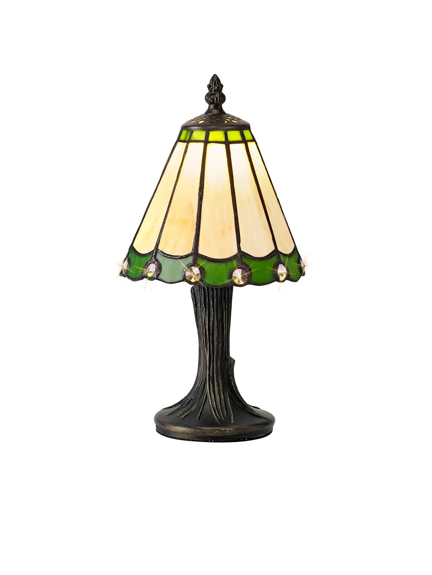 Umbria Tiffany Table Lamp, 1 x E14, Cream/Amber/Clear Crystal Shade - Image 5