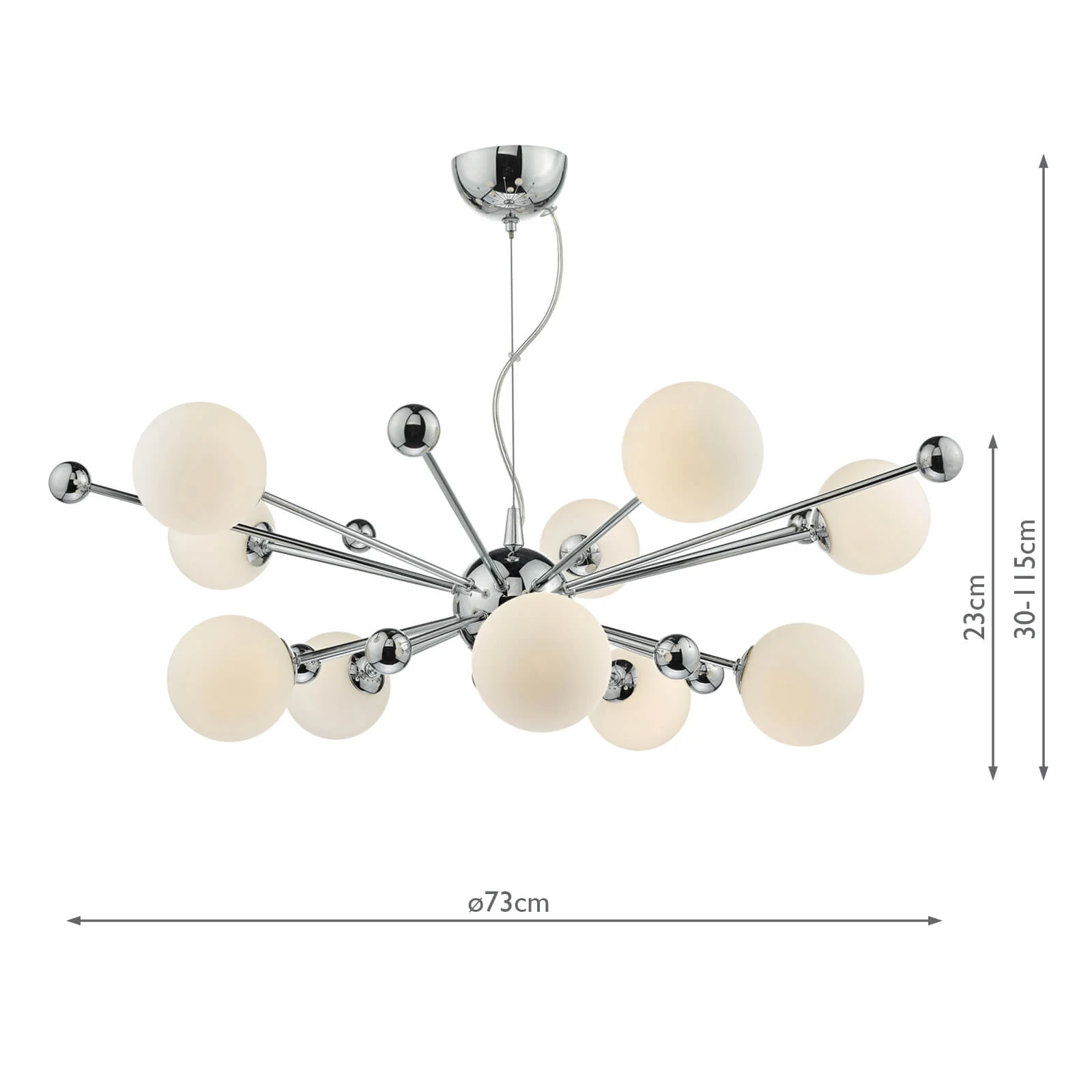 Ursa 10Lt Centre Ceiling Light - Gold/Polished Chrome & Opal Glass - Image 3