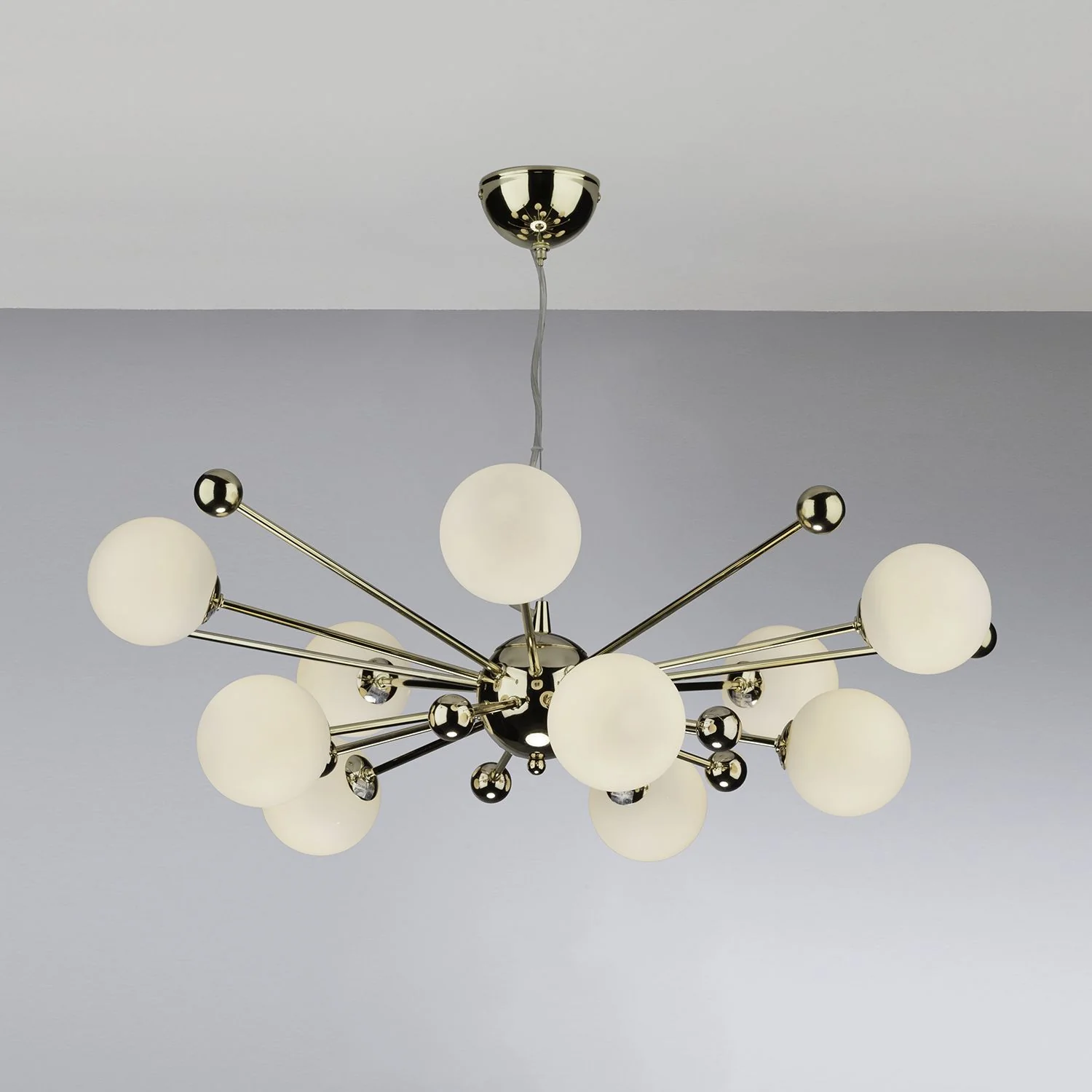 Ursa 10Lt Centre Ceiling Light - Gold/Polished Chrome & Opal Glass - Image 6