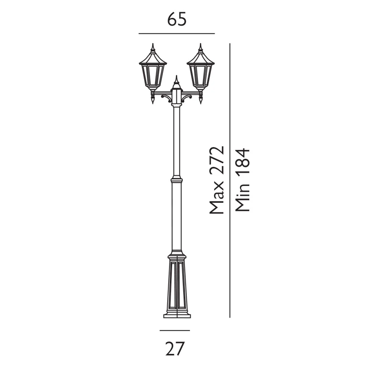 Valencia 1/2/3Lt Head Lamp Post - Black IP54  E27 - Image 16