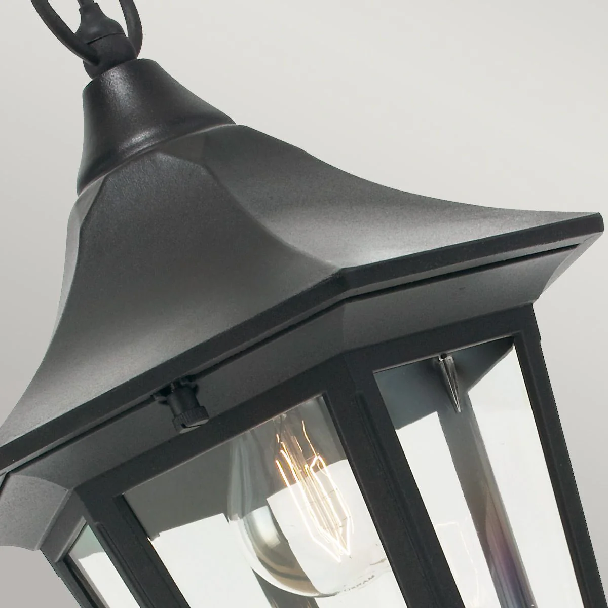 Valencia 1 Light Medium/Large Chain Lantern - Black IP54 E27 - Image 4