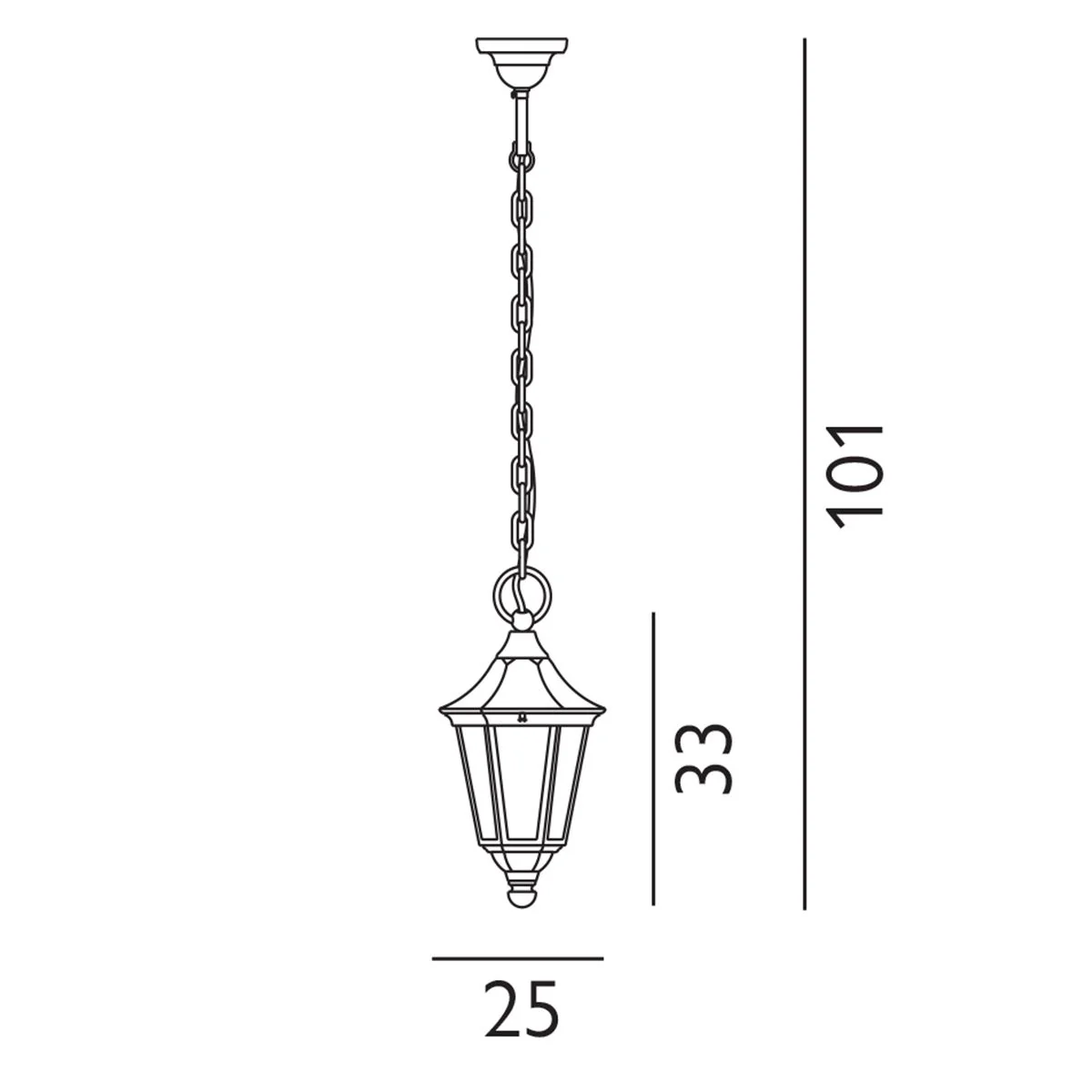 Valencia 1 Light Medium/Large Chain Lantern - Black IP54 E27 - Image 6