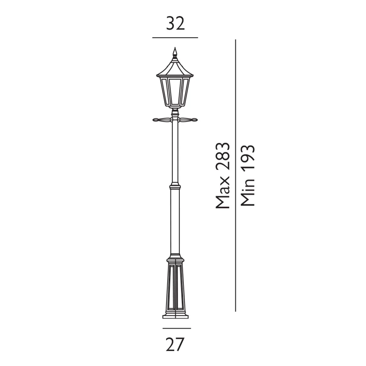 Valencia Grande 1/2Lt Post Light - Black IP54  E27 - Image 7