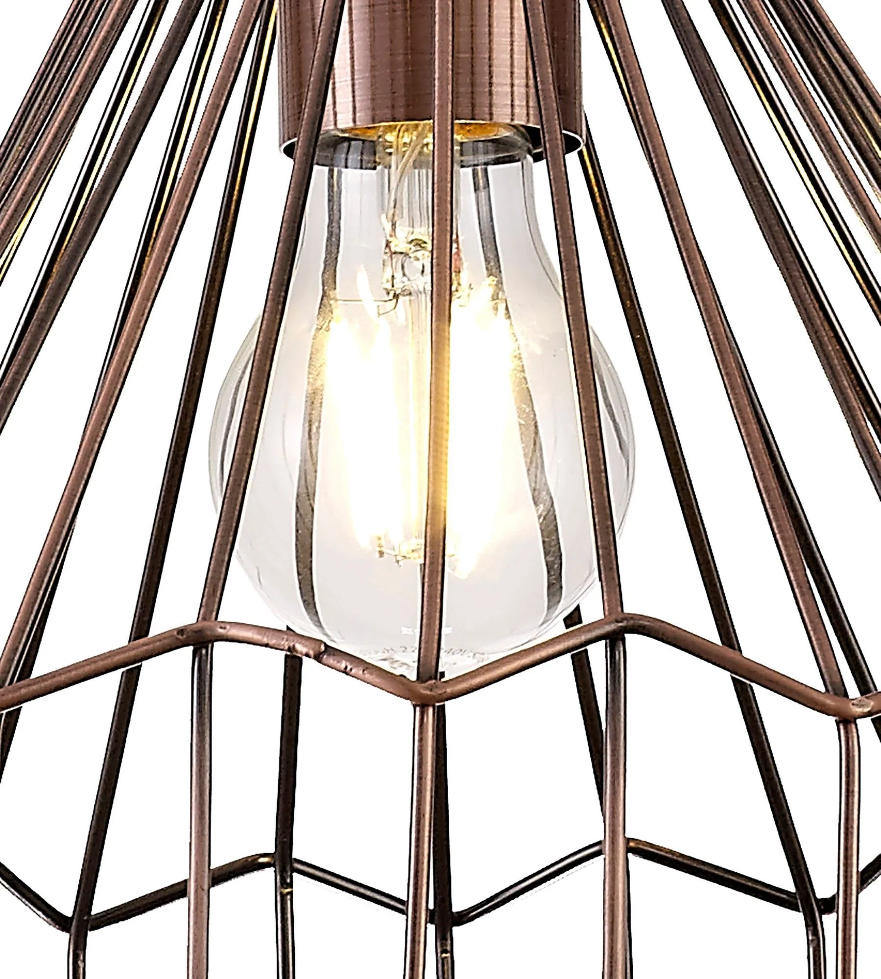 Valencia Medium/Large Pendant, 1 x E27, Antique Copper & Black IP20 - Image 2