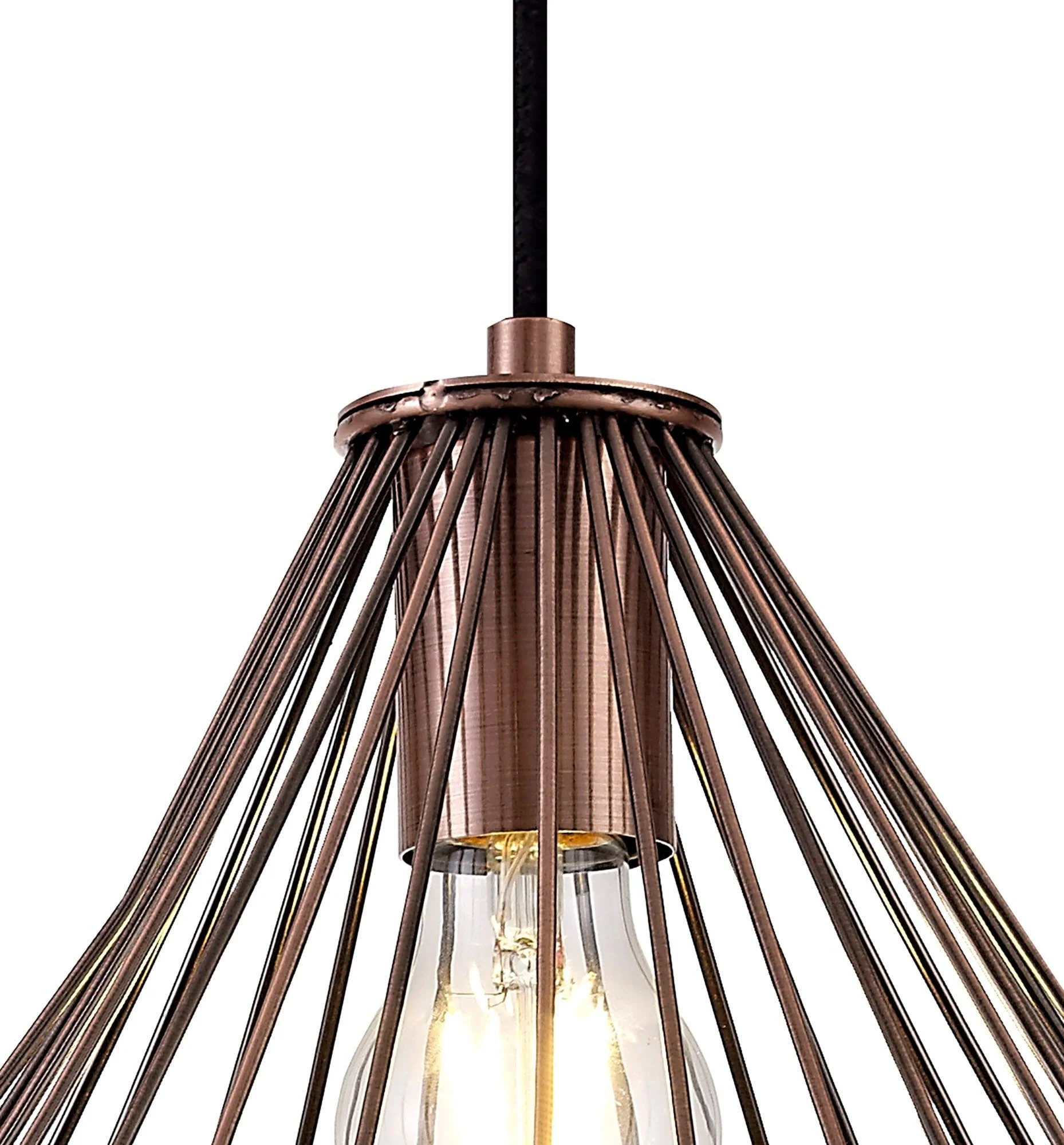 Valencia Medium/Large Pendant, 1 x E27, Antique Copper & Black IP20 - Image 3