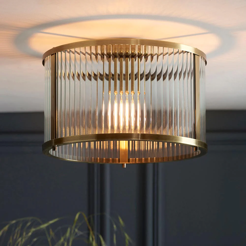 Essa 1Lt Flush Light - Antique Brass - Image 2