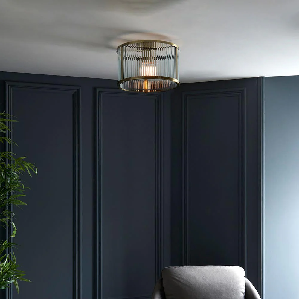 Essa 1Lt Flush Light - Antique Brass - Image 4
