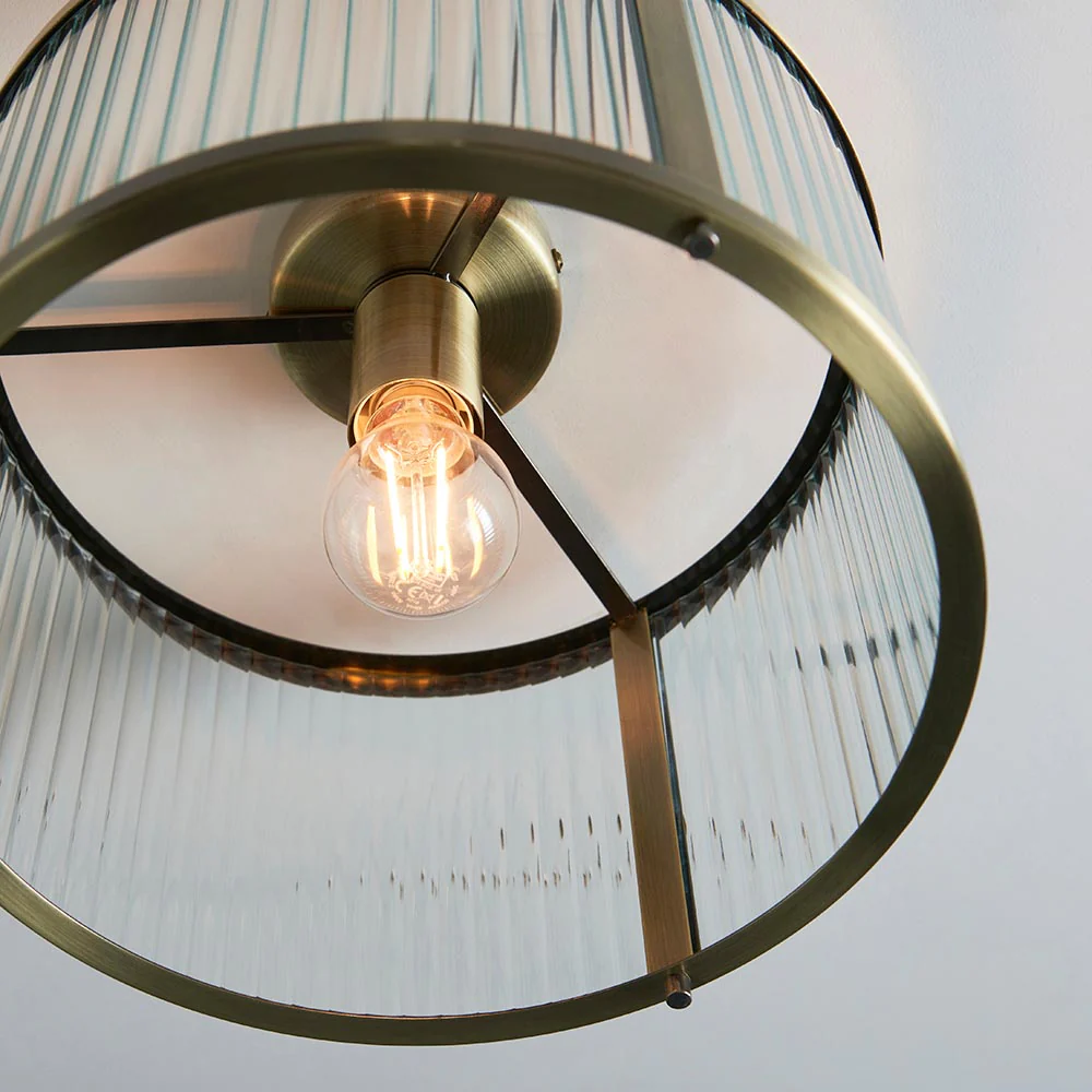 Essa 1Lt Flush Light - Antique Brass - Image 7
