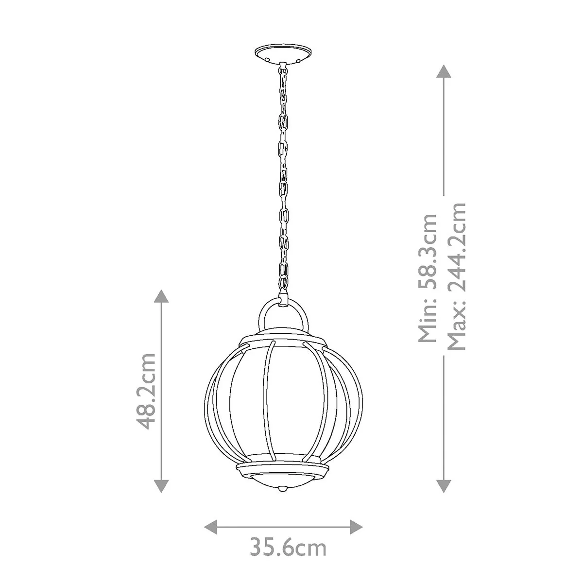 Vandalia 1/3Lt Chain Lantern - Textured Black IP44 E27 - Image 11