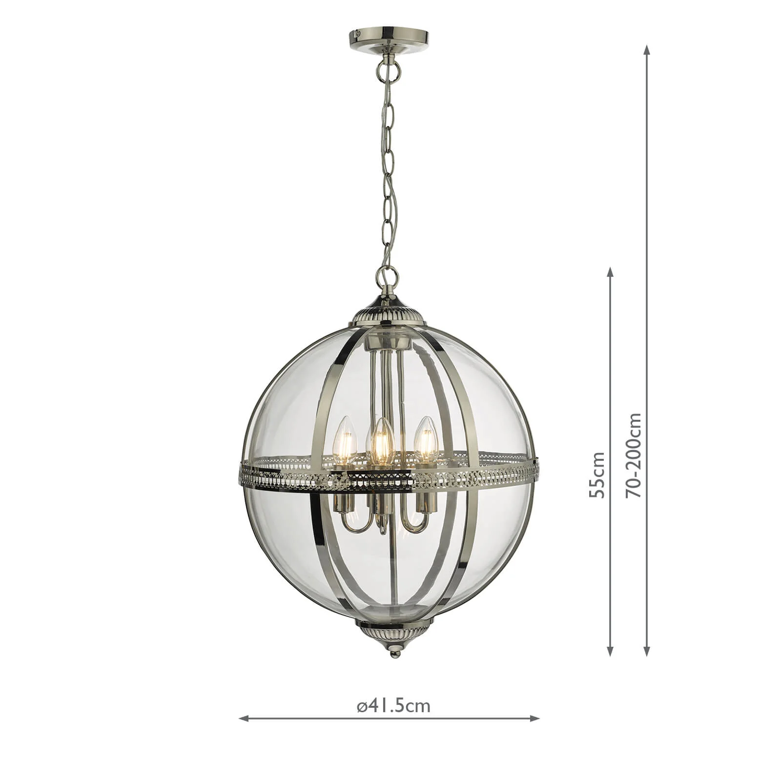 Vanessa 3/5Lt Centre Ceiling Light -  Polished Nickel & Clear/Antique Brass & Clear Finish - Image 11