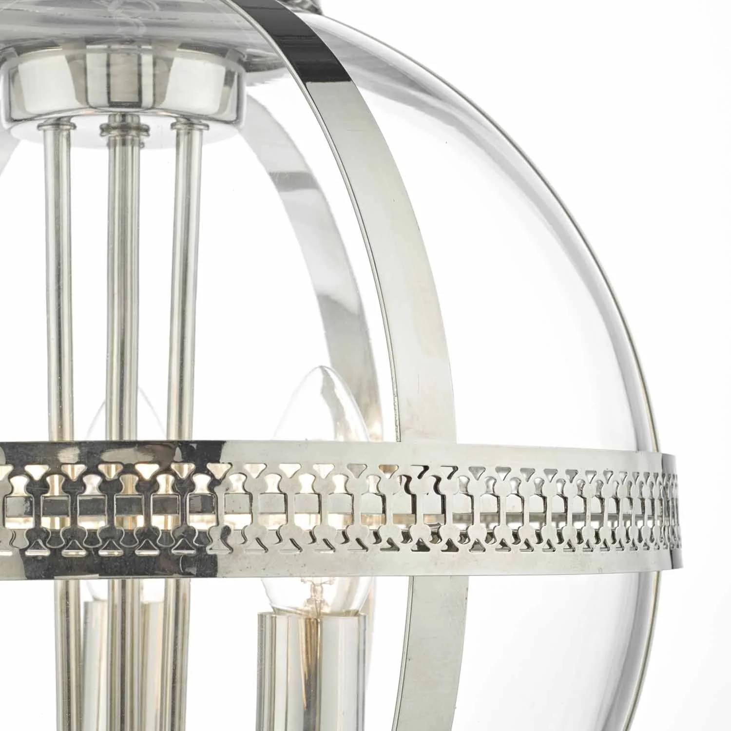 Vanessa 3/5Lt Centre Ceiling Light -  Polished Nickel & Clear/Antique Brass & Clear Finish - Image 2