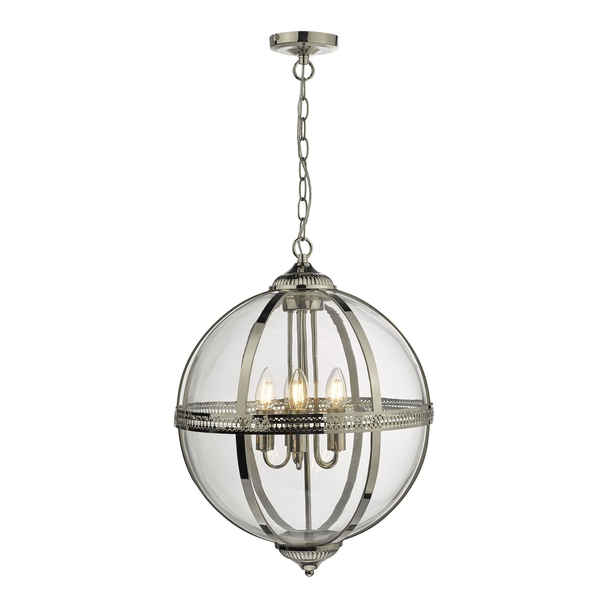Vanessa 3/5Lt Centre Ceiling Light -  Polished Nickel & Clear/Antique Brass & Clear Finish - Image 4