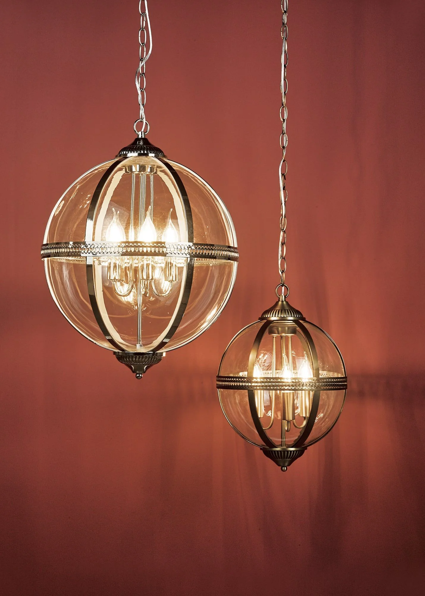 Vanessa 3/5Lt Centre Ceiling Light -  Polished Nickel & Clear/Antique Brass & Clear Finish - Image 6