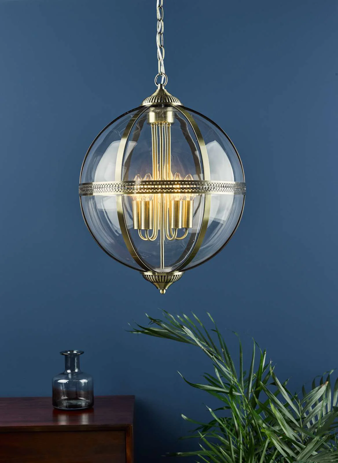 Vanessa 3/5Lt Centre Ceiling Light -  Polished Nickel & Clear/Antique Brass & Clear Finish - Image 8