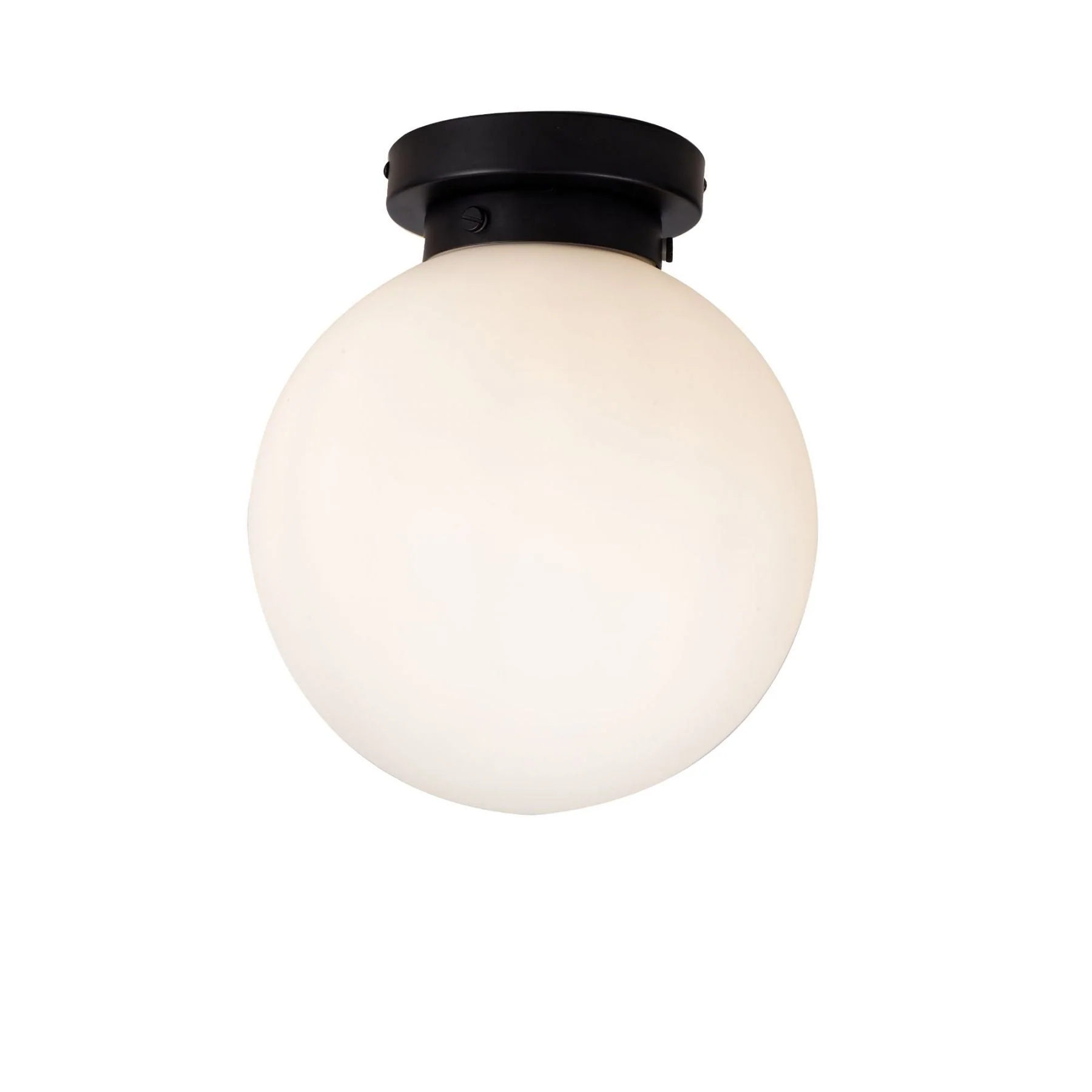 Vanity 1 Light Flush IP44 - Matt Black/Polished Chrome with Opal Ball - Image 3