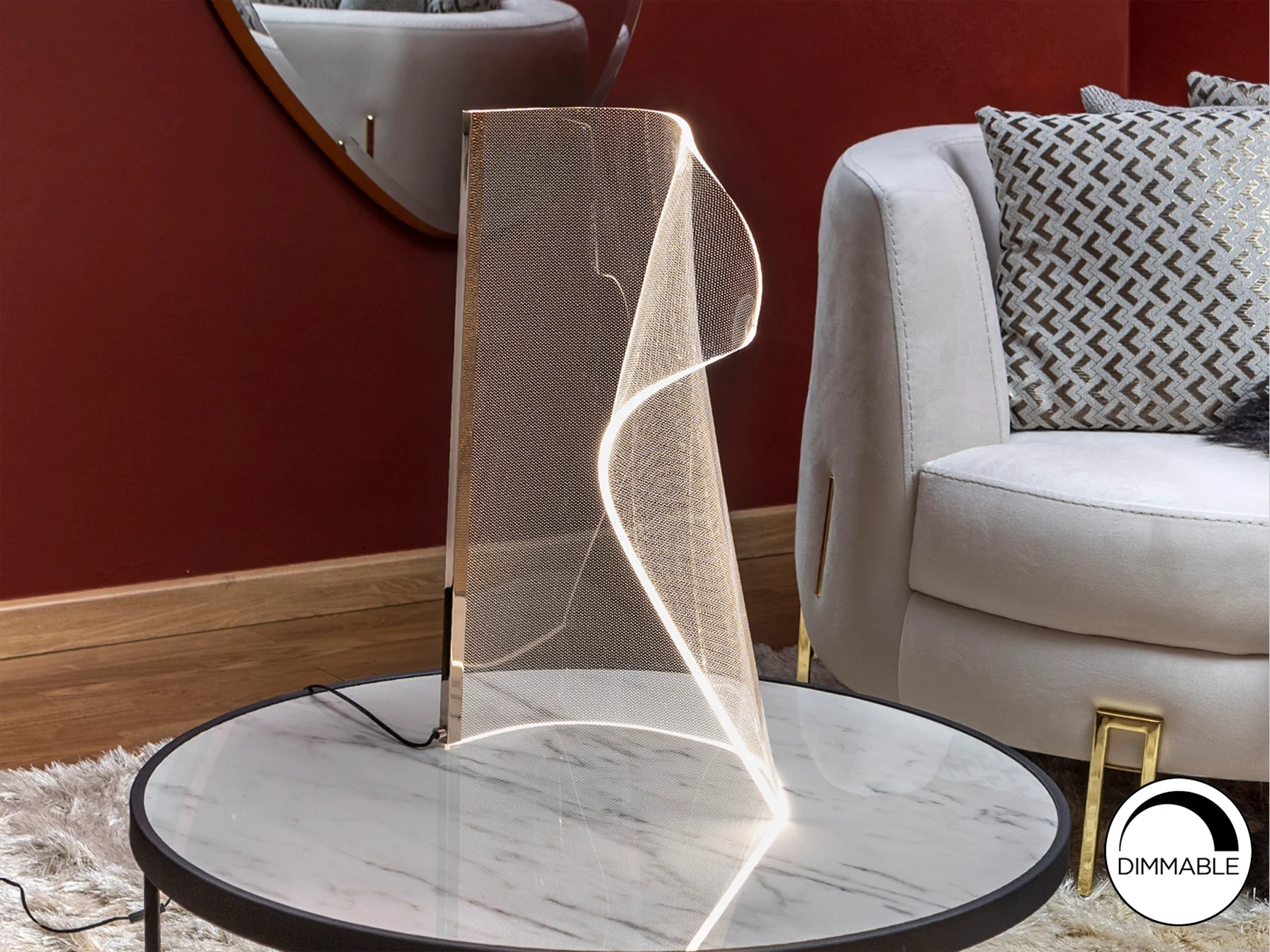 Velos II Table Lamp- Chrome/ Rose Gold Finishes - Image 5