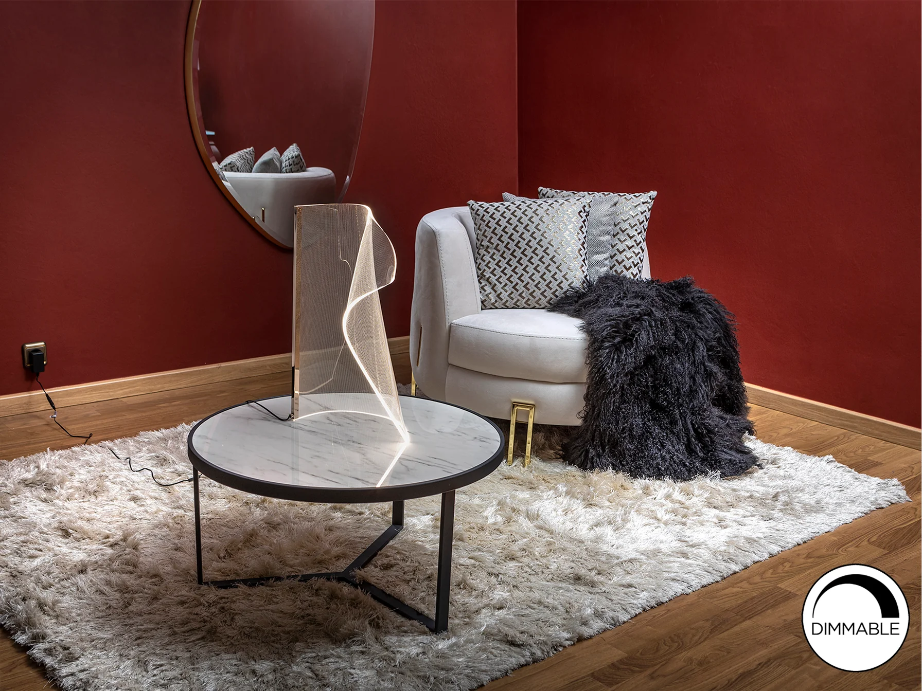 Velos II Table Lamp- Chrome/ Rose Gold Finishes - Image 6