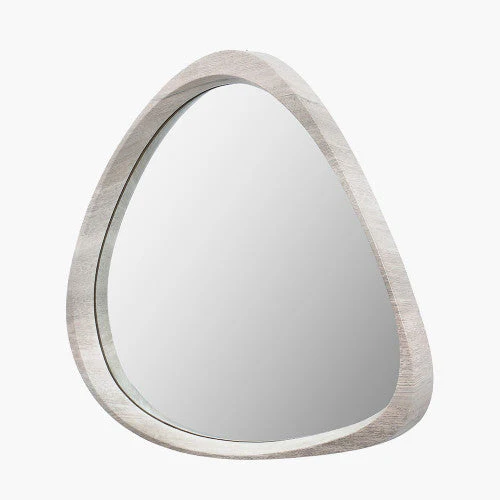 Veneer Curved Wall Mirror - Grey Oak Finish - Image 2