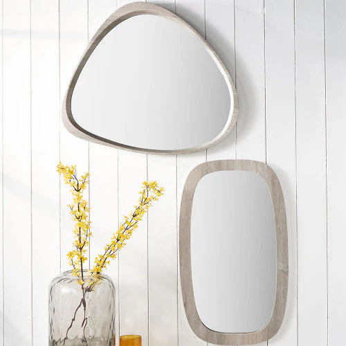 Veneer Curved Wall Mirror - Grey Oak Finish - Image 8