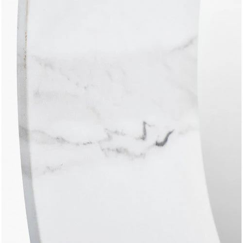 Veneer Round Wall Mirror - White Marble Finish - Image 5