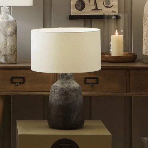 Vulcan Table Lamp Base- Volcanic Effect Grey Stoneware - Image 3