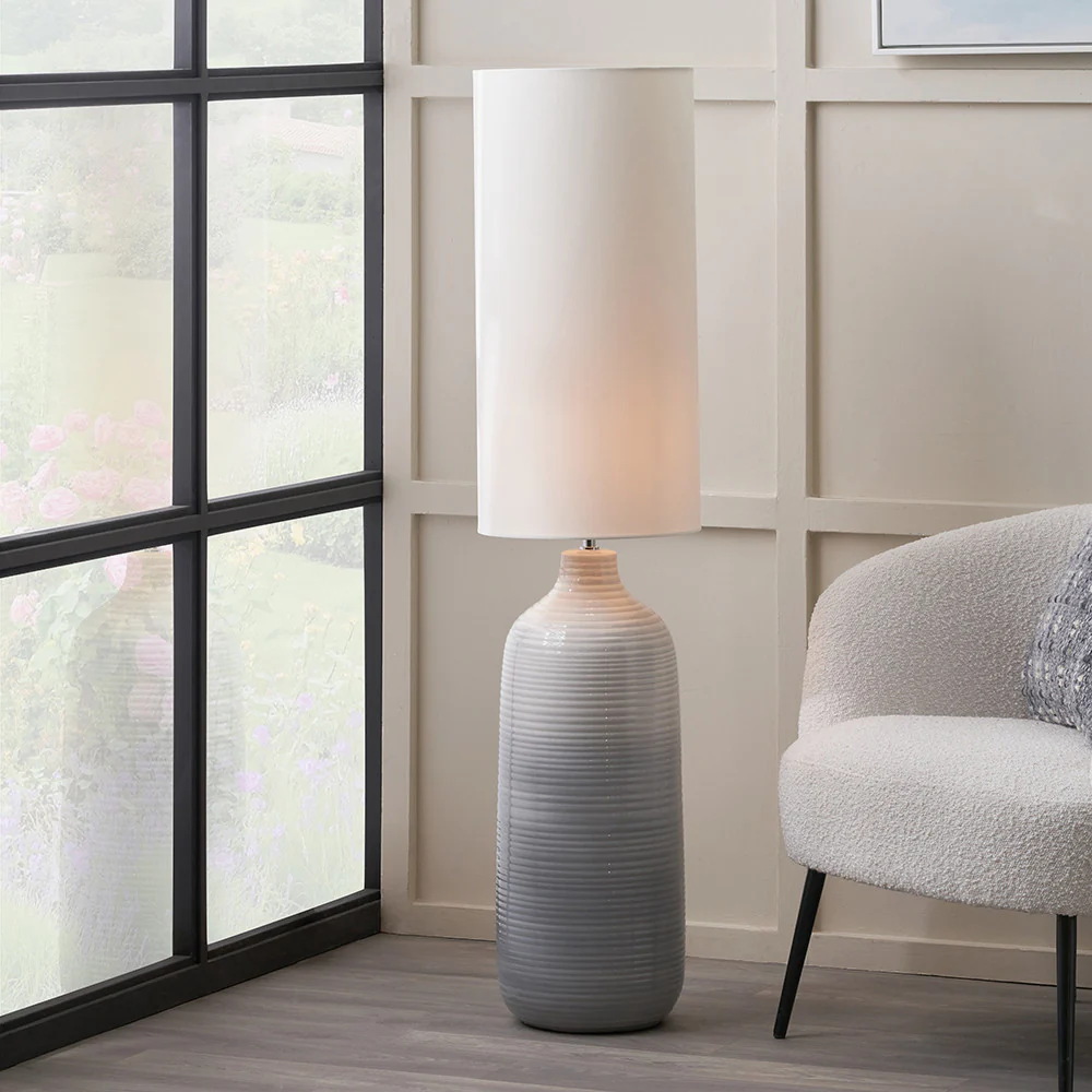 Venus Blue and Grey Ombre Ceramic Floor Lamp - Image 2